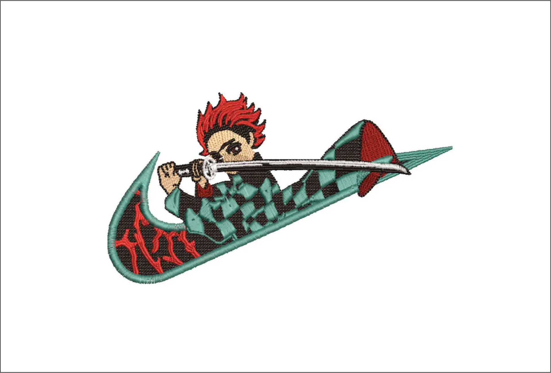 Nike Swoosh Tanijiro Demon Slayer - Anime - Nike embroidery design - instant download