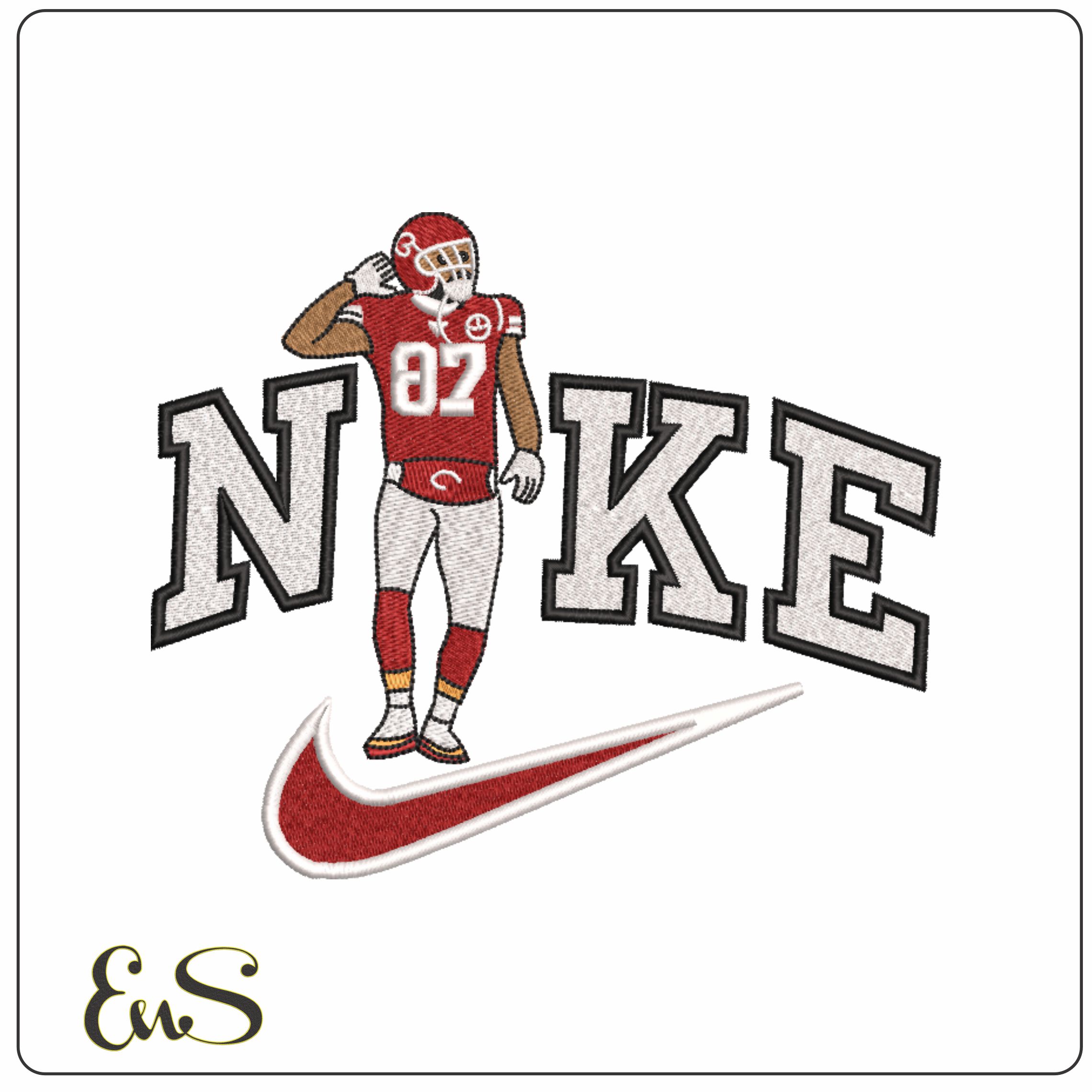 Nike Swoosh Kansas City Chiefs 87 Travis Kelce - NFL embroidery design file - instant download