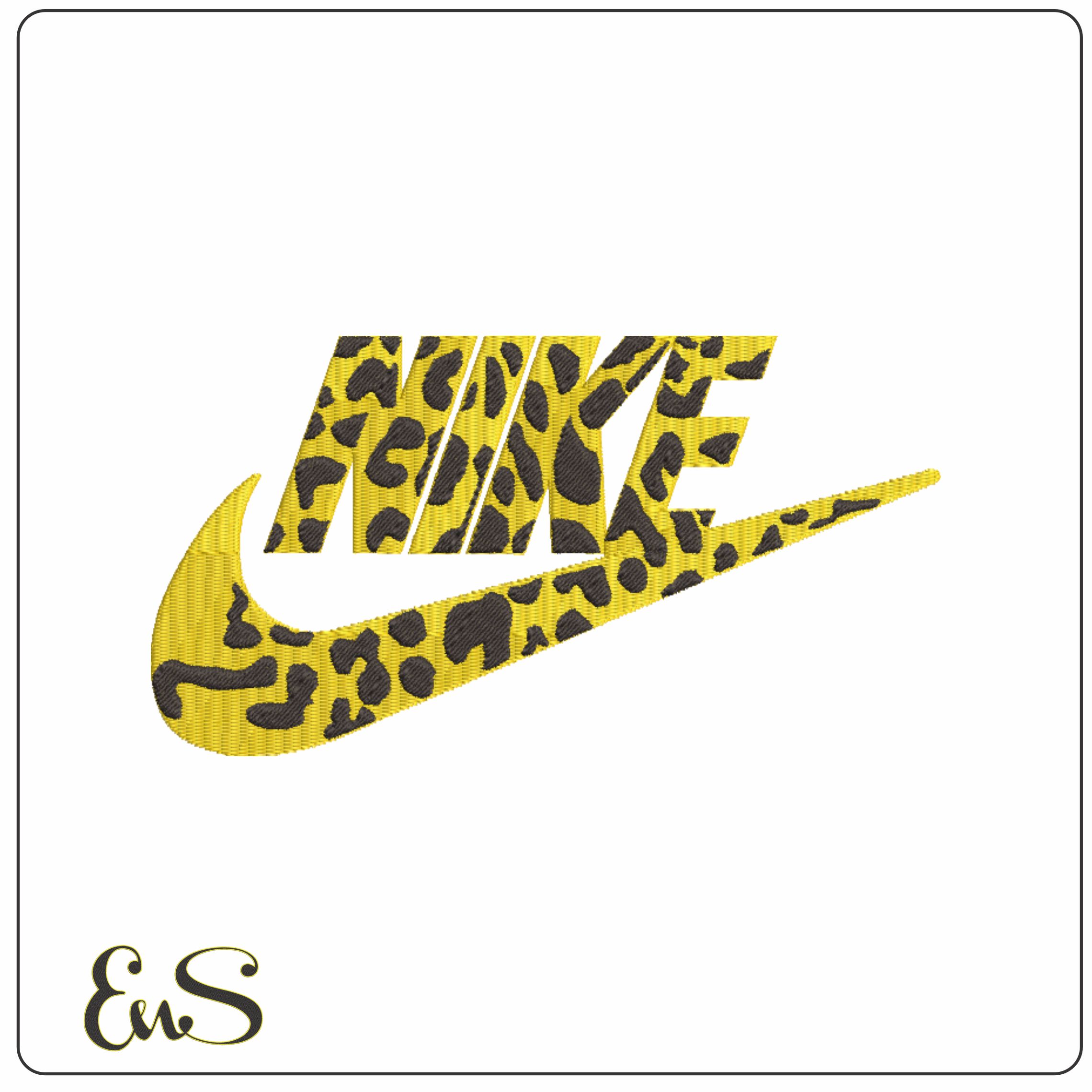 Nike Swoosh Leopard Print - Nike embroidery design file - instant download in a frame