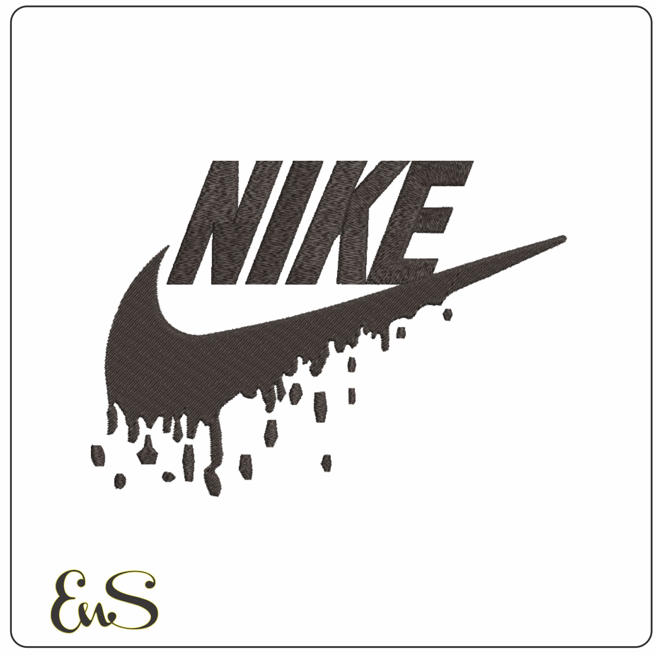 Nike Swoosh dripping - Nike embroidery design file - instant download in a frame