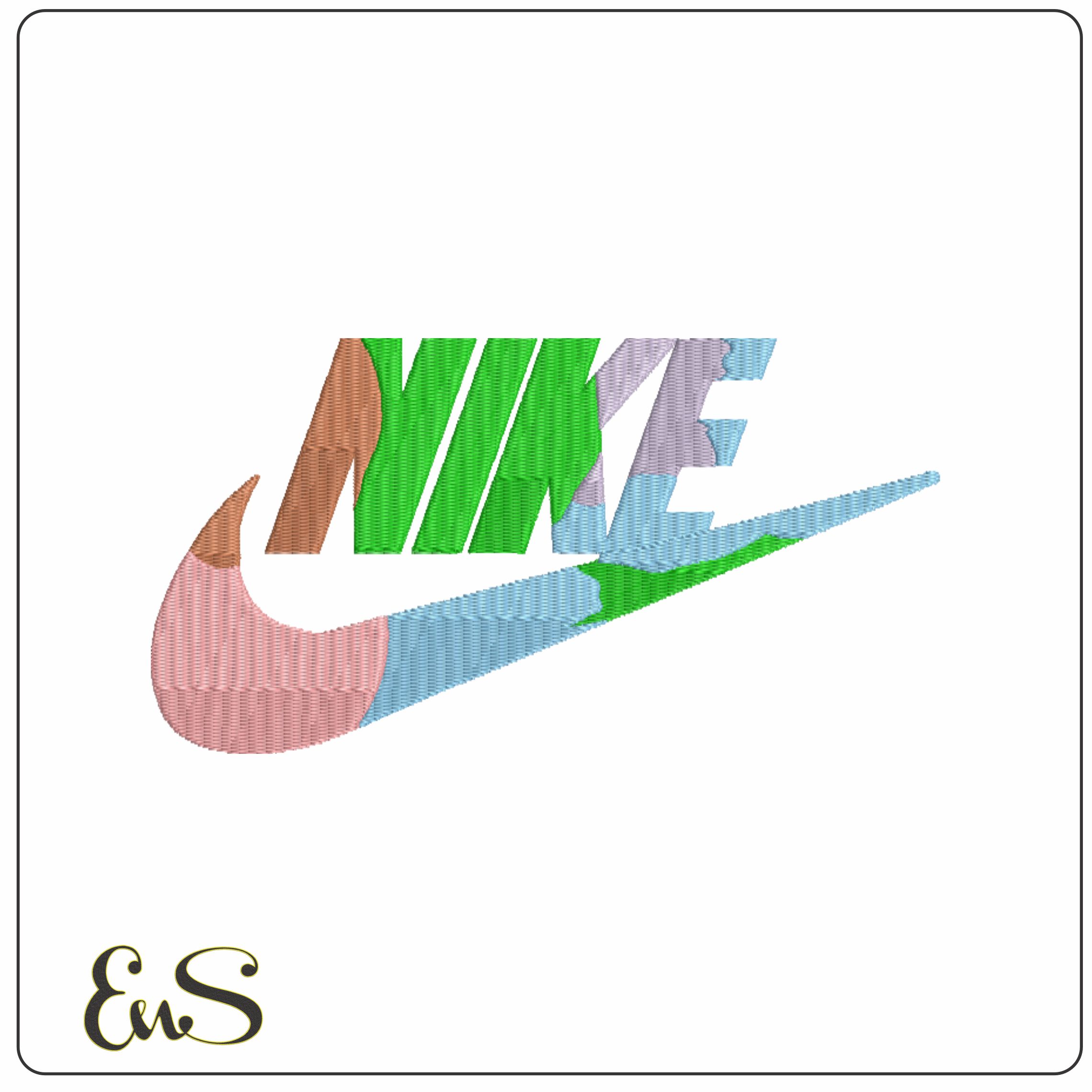 Nike Swoosh Colors - Nike embroidery design file - instant download in a frame