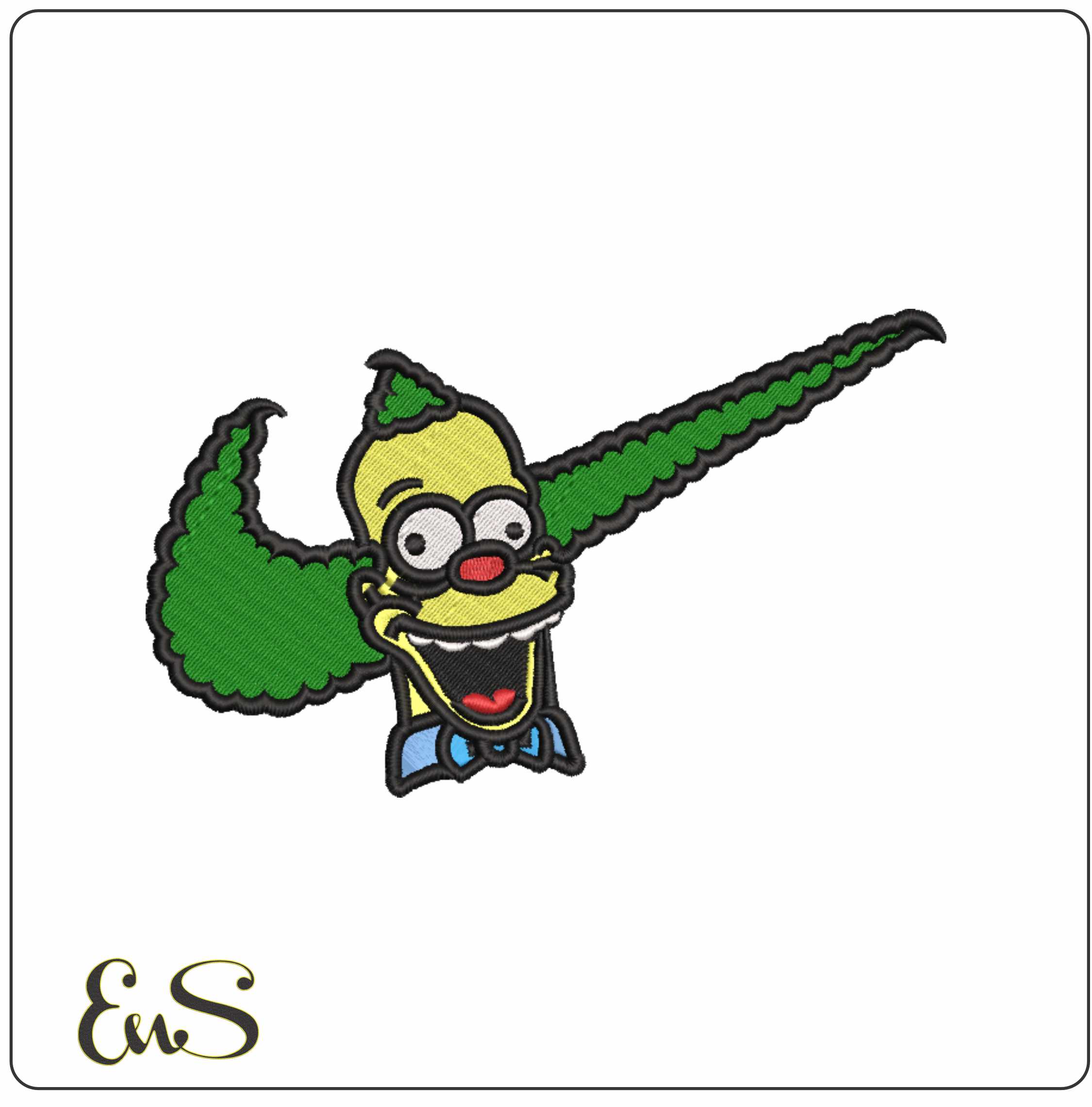 Nike Swoosh Homer Simpson Krusty Clown - Nike embroidery design file - instant download
