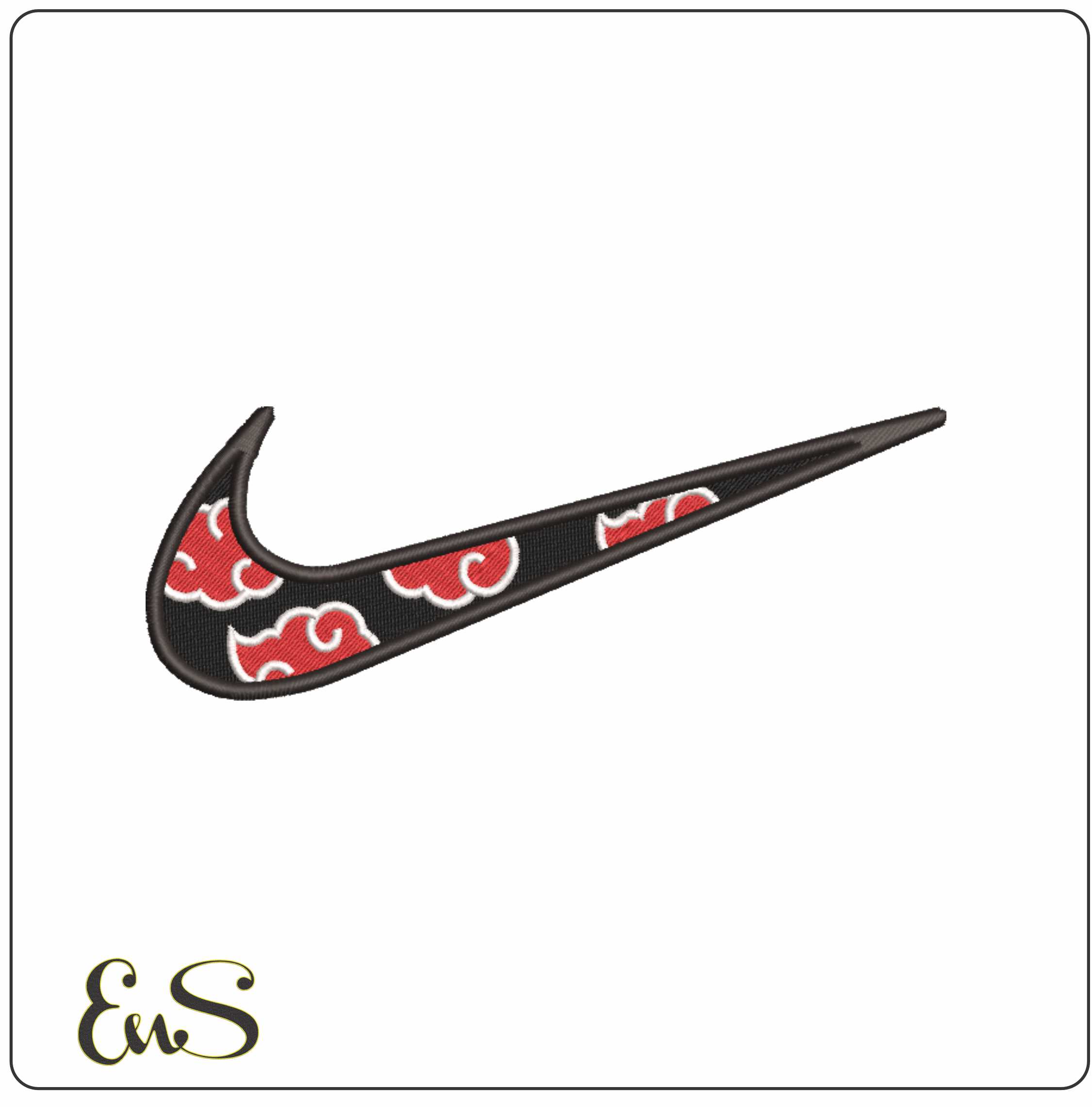 Nike Swoosh Japanese Cloud - Anime - Nike embroidery design - instant download