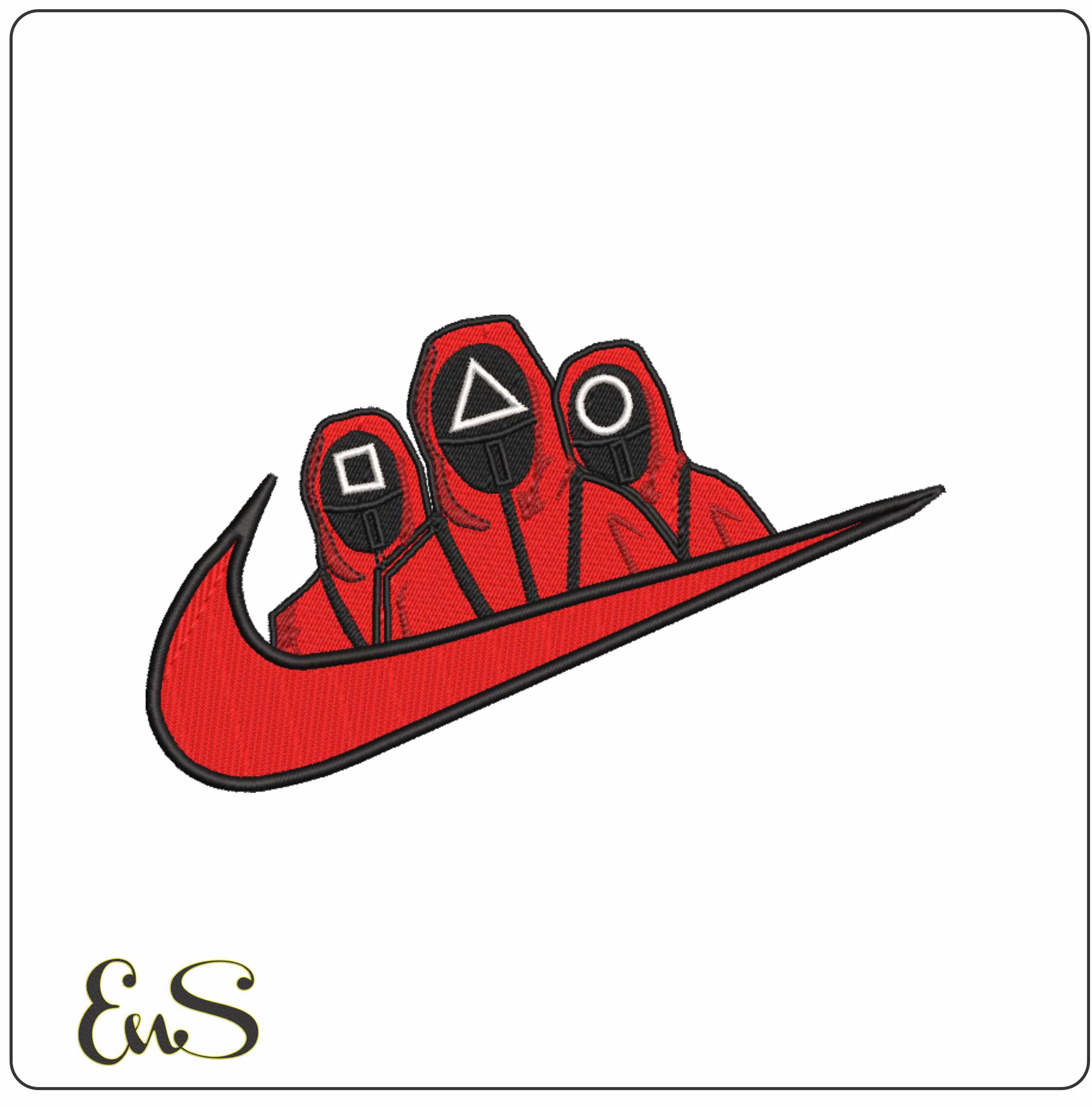Nike Swoosh Squid Games - Anime - Nike embroidery design - instant download