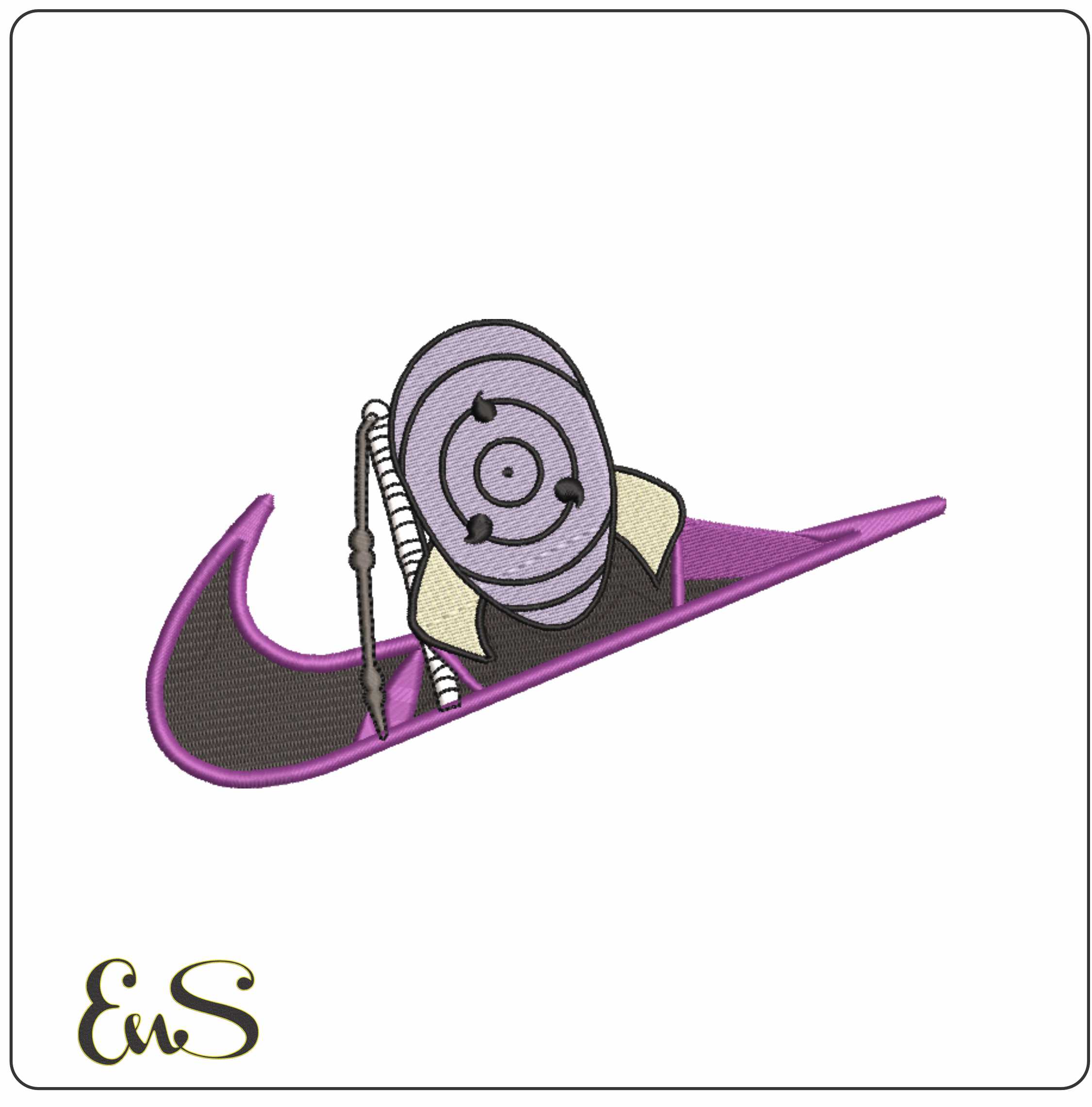 Nike Swoosh Naruto Obito - Anime - Nike embroidery design - instant download