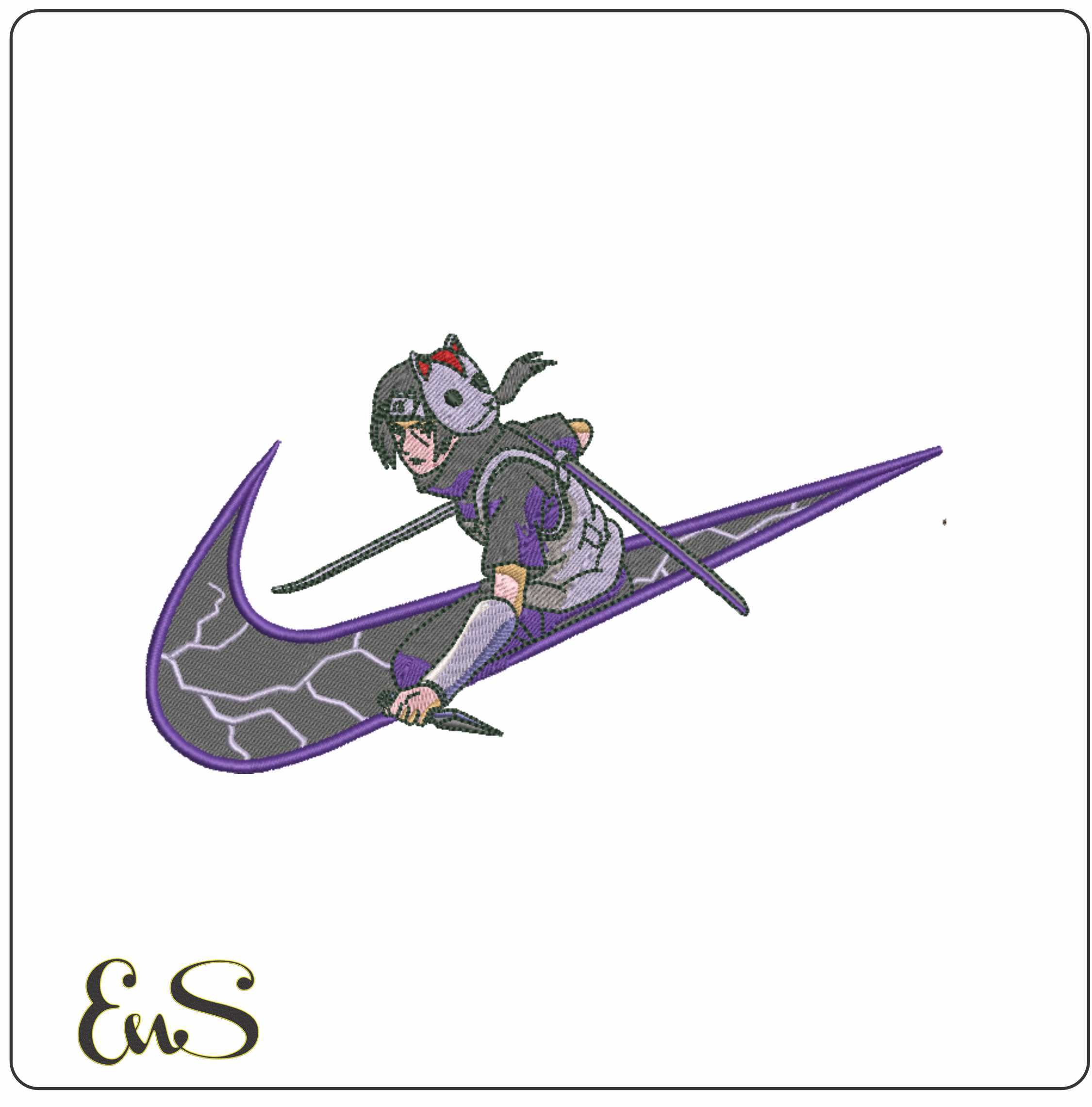 Nike Swoosh Naruto Obito - Anime - Nike embroidery design - instant download