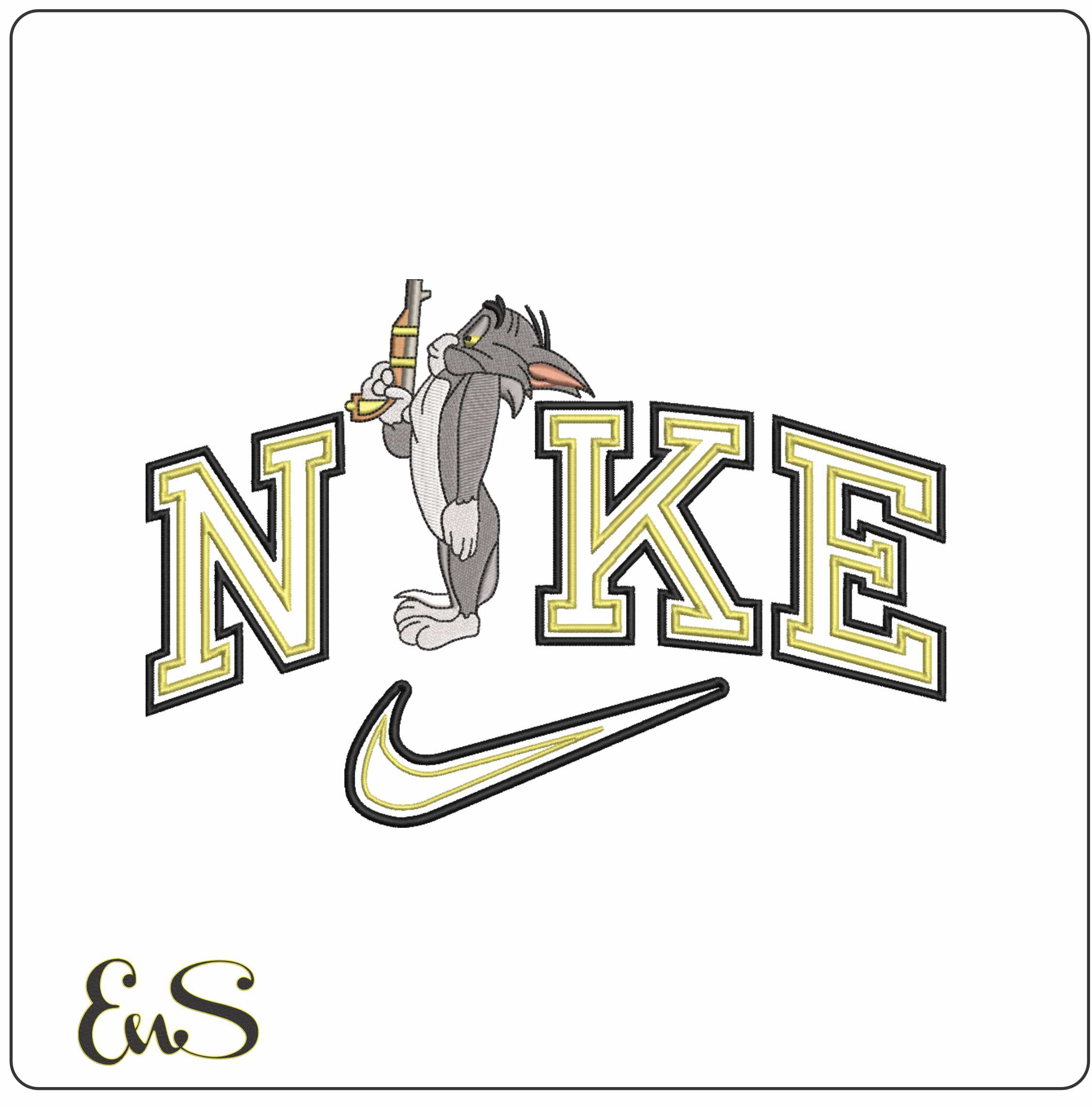 Nike Swoosh Jerry Blowing Raspberry - Cartoon - Nike embroidery design - instant download