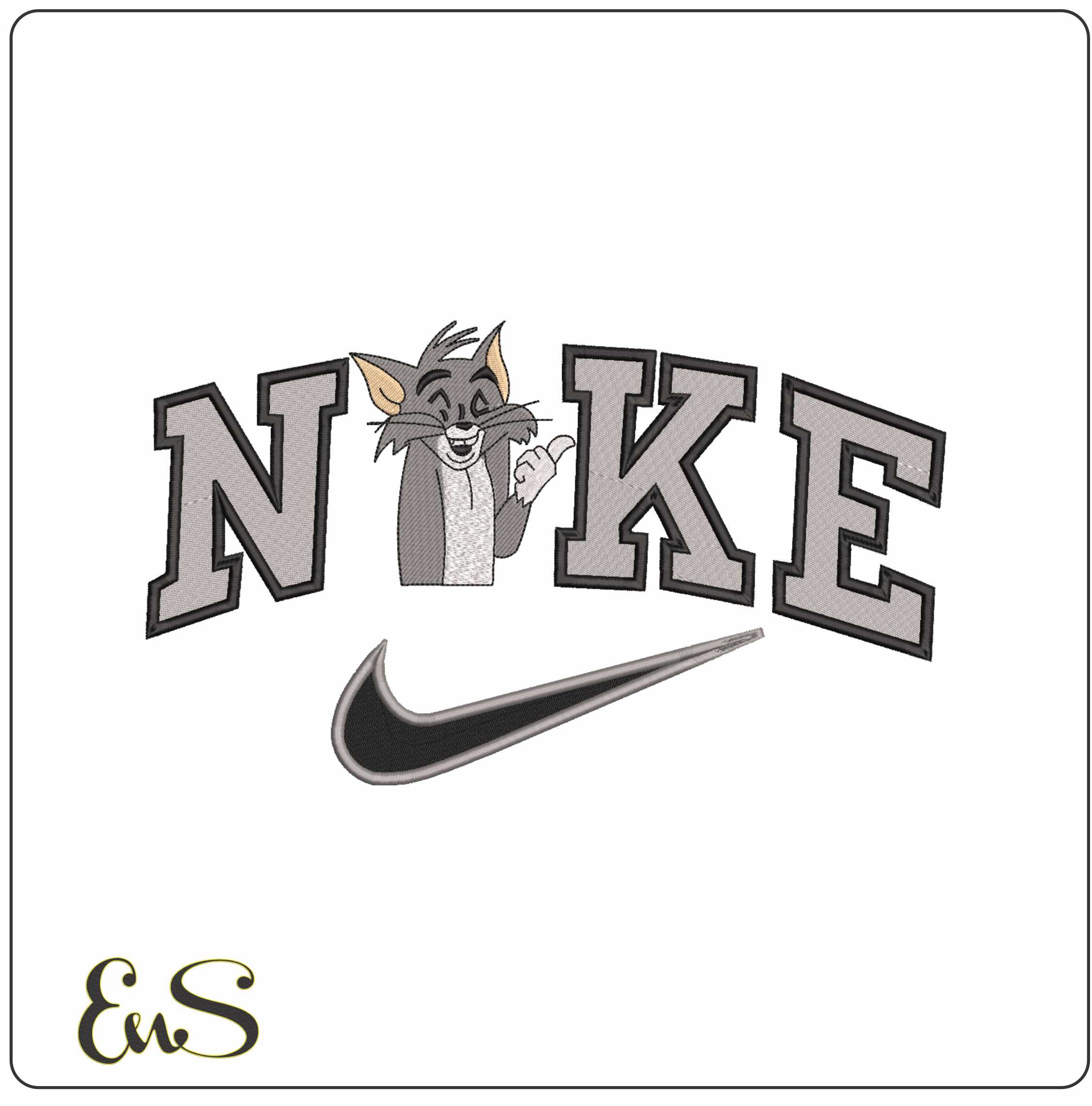 Nike Swoosh Tom Smiling - Cartoon - Nike embroidery design - instant download
