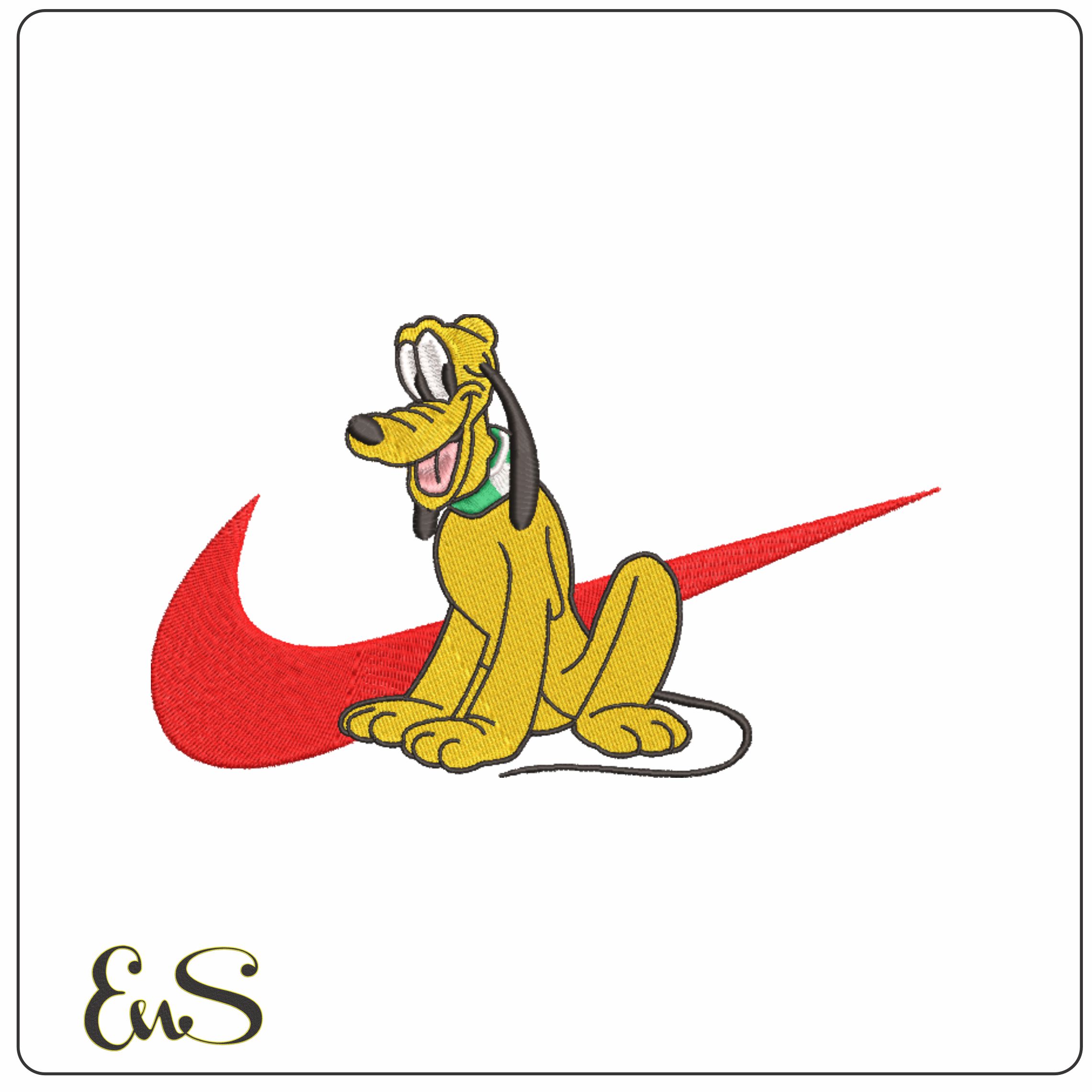 Nike Swoosh Pluto Sitting - Mickey Mouse - Cartoon - Nike embroidery design - instant download