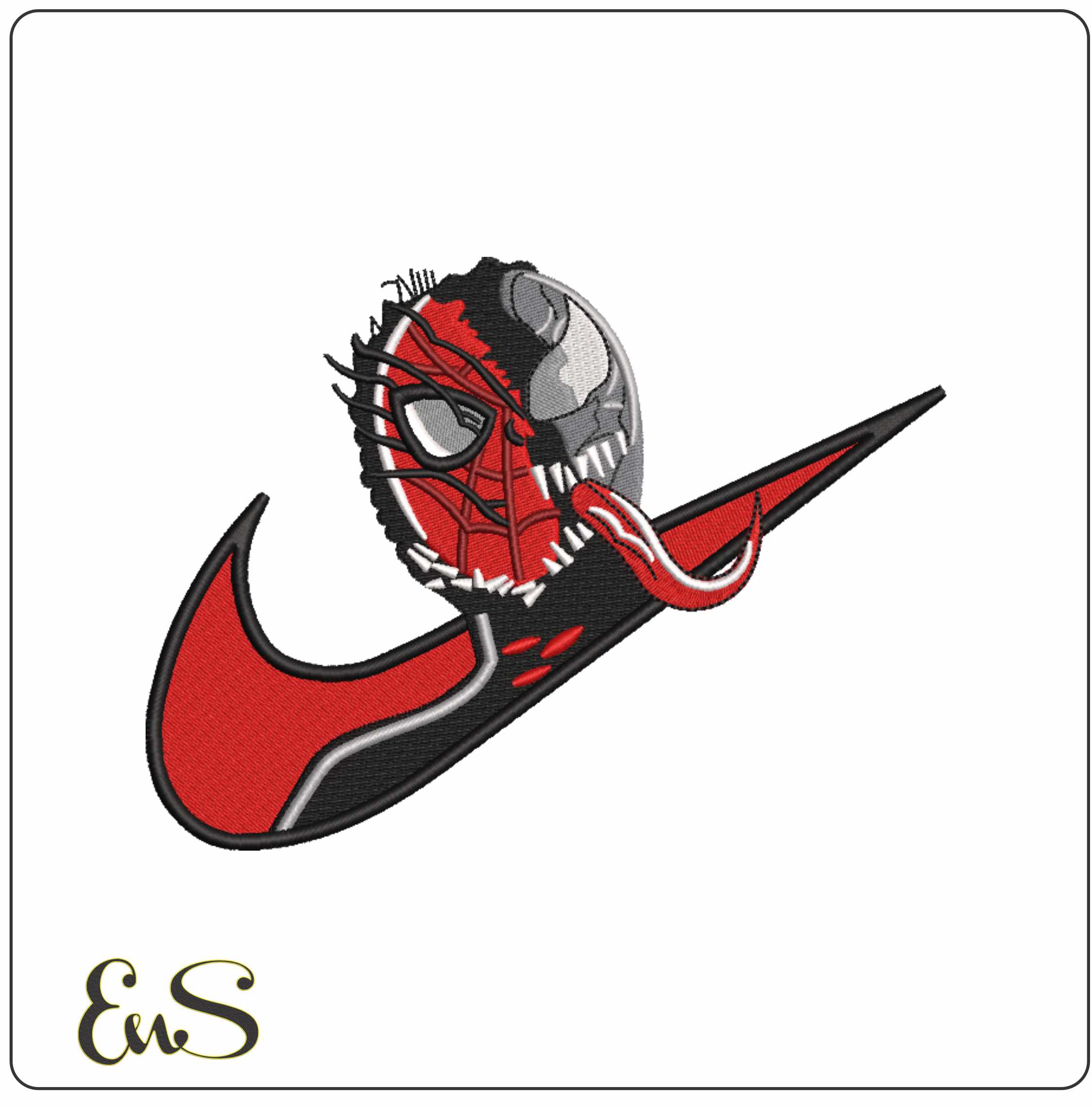 Nike Swoosh Spiderman Venom - Marvel Comics - Nike embroidery design file - instant download