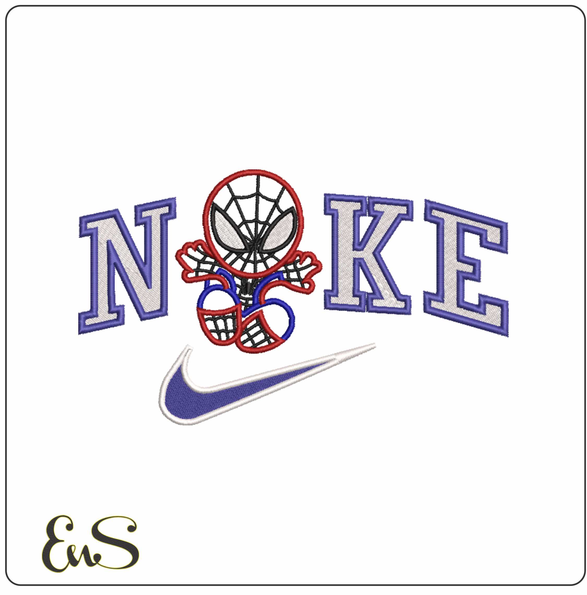 Nike Swoosh Spiderman Ghost Cartoon - Marvel Comics - Nike embroidery design file - instant download