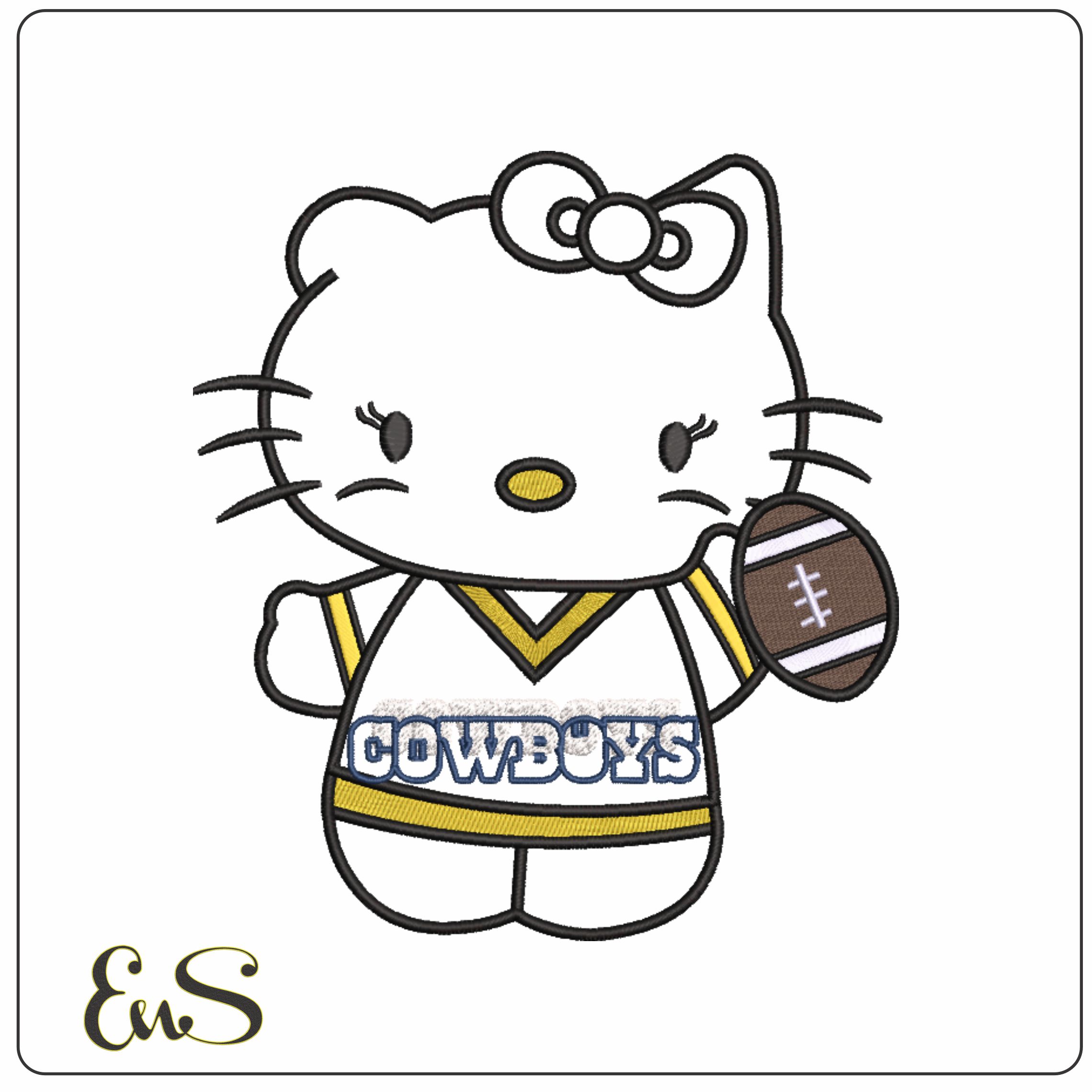 Hello Kitty Cowboys Embroidery design file - instant download