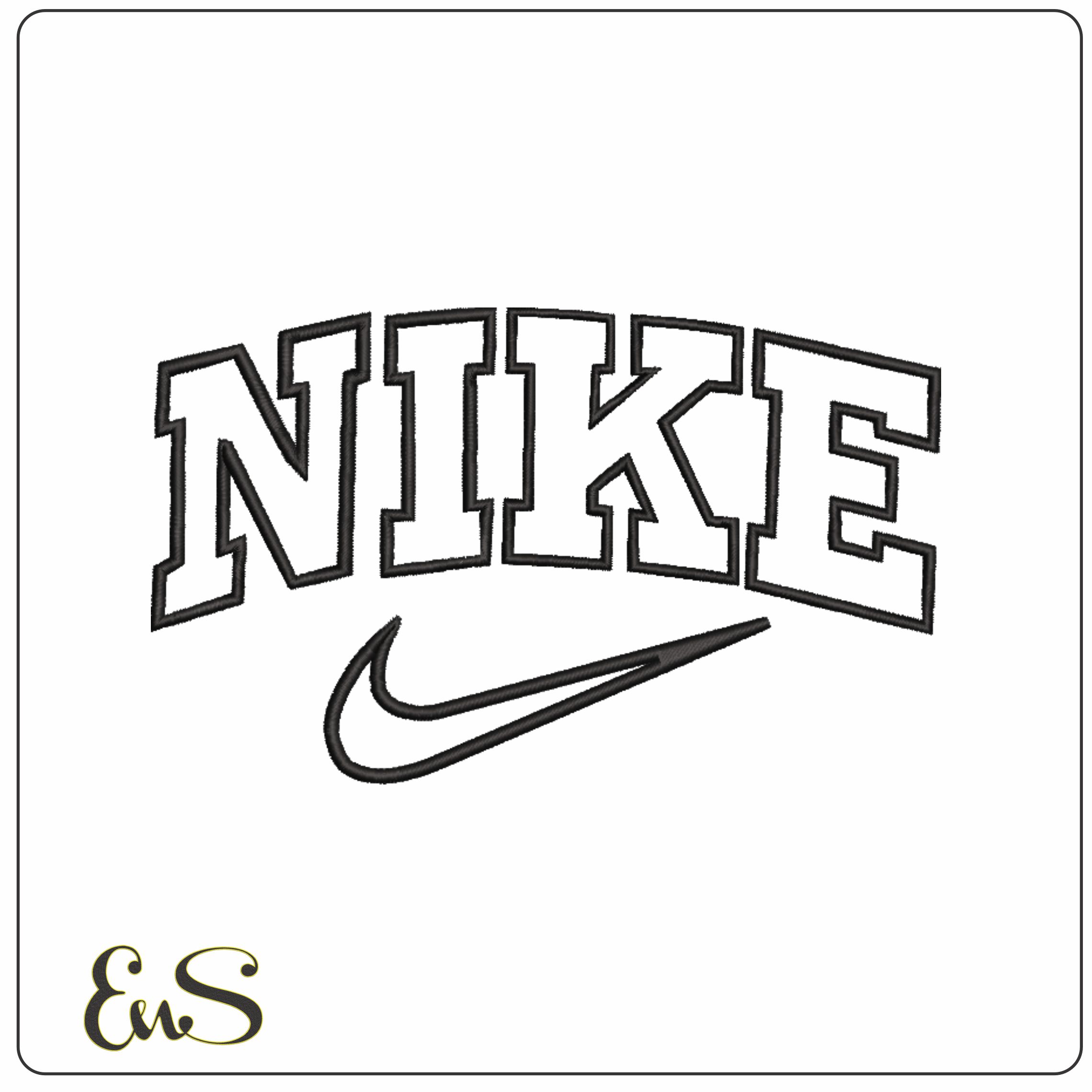 Nike Curved Embroidery design file - instant download