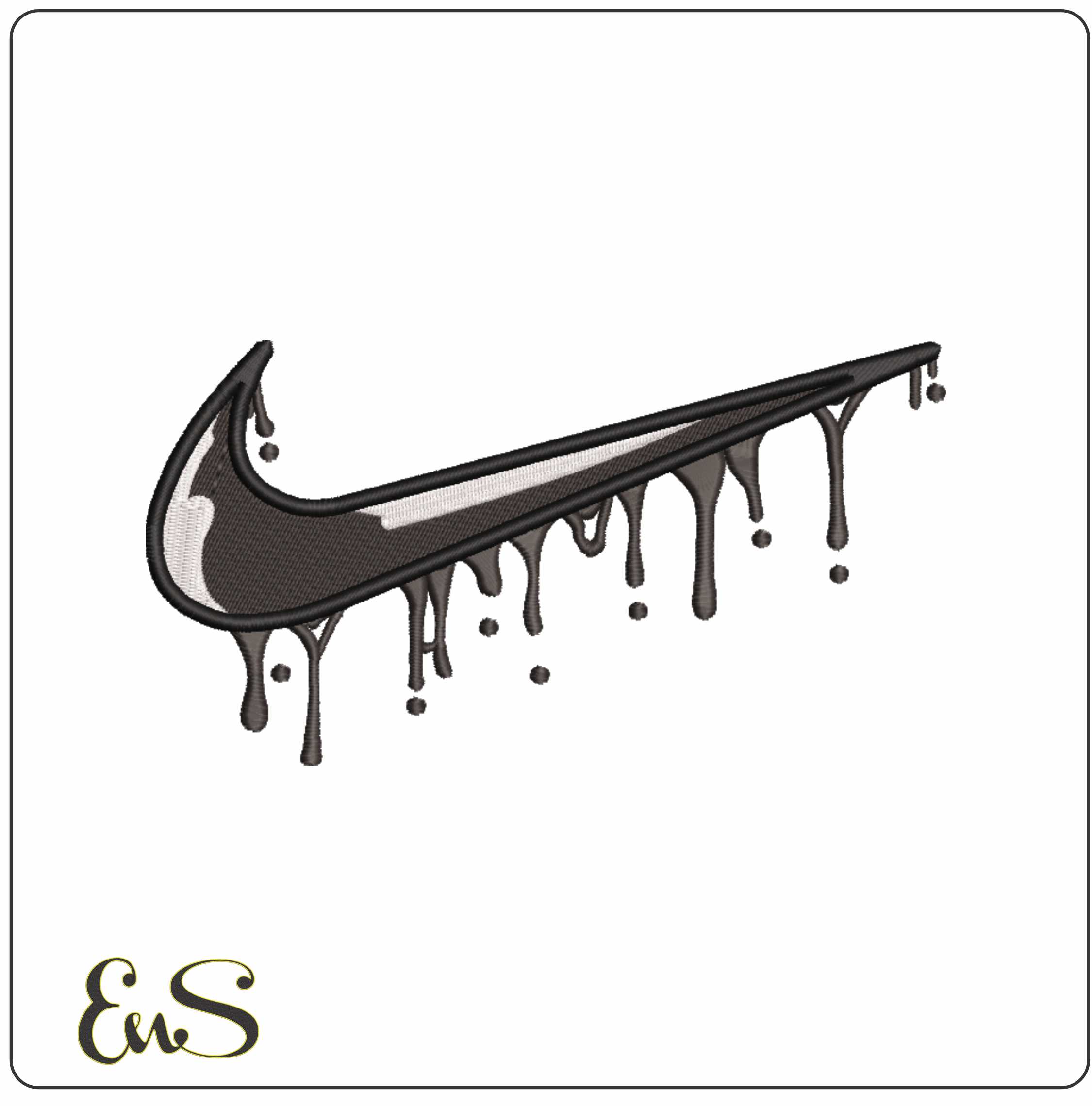 Nike Swoosh dripping Swoosh- Nike embroidery design file - instant download