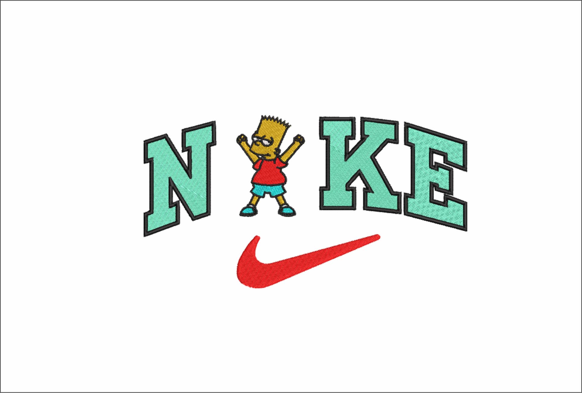 Nike Swoosh Bart Simpson - embroidery design file - instant download