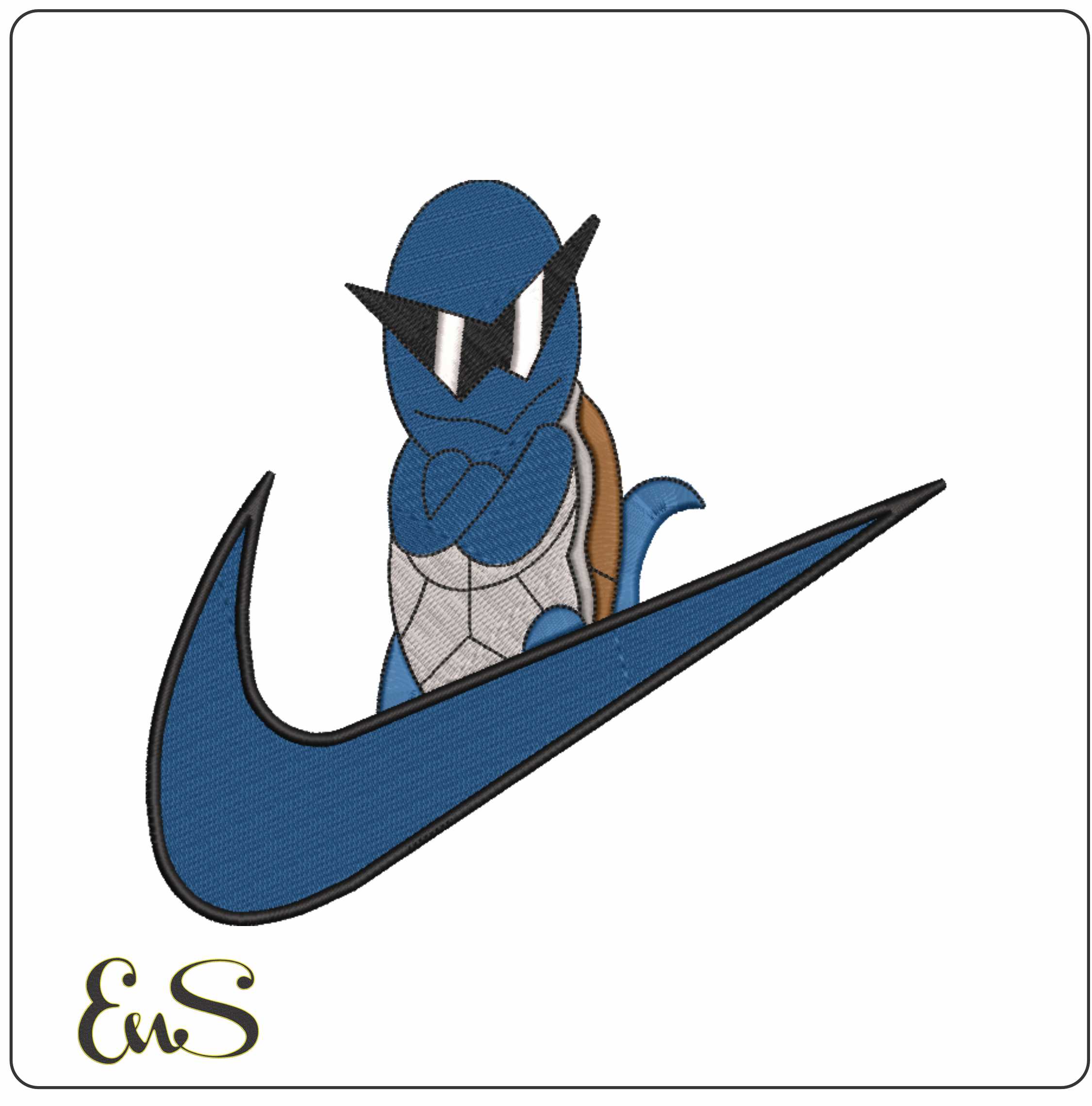 Nike Swoosh Squirtie - Anime embroidery design - embroidery file - instant download