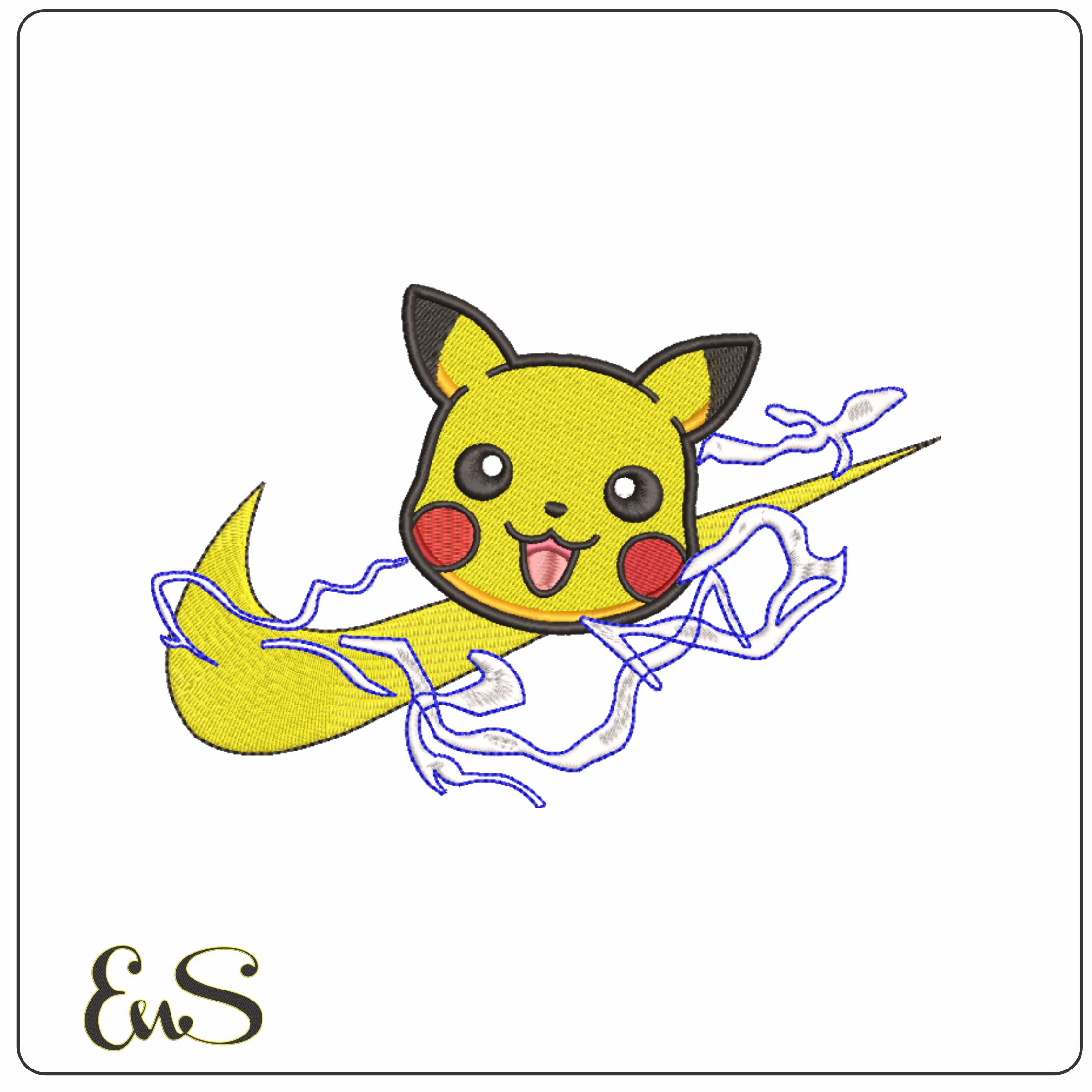 Nike Swoosh Pikachu electric - Pokemon - Anime - Nike embroidery design - instant download