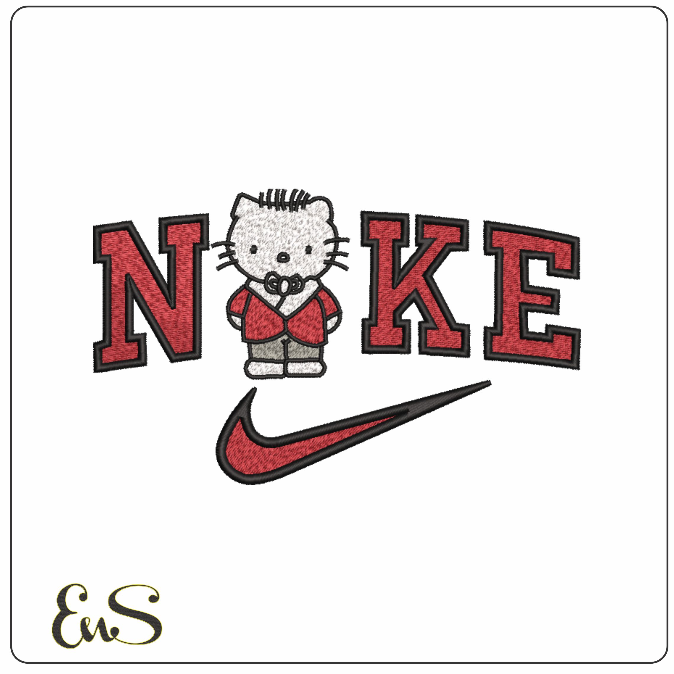 Nike Swoosh Mr Hello Kitty - Nike embroidery design file - instant download