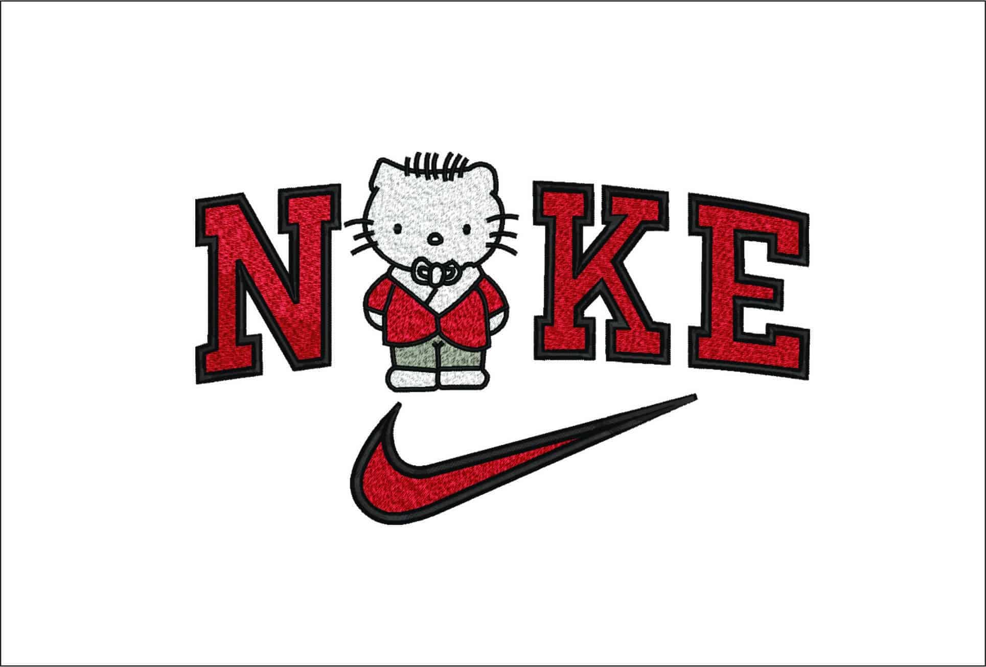 Nike Swoosh Mr Hello Kitty - Nike embroidery design file - instant download