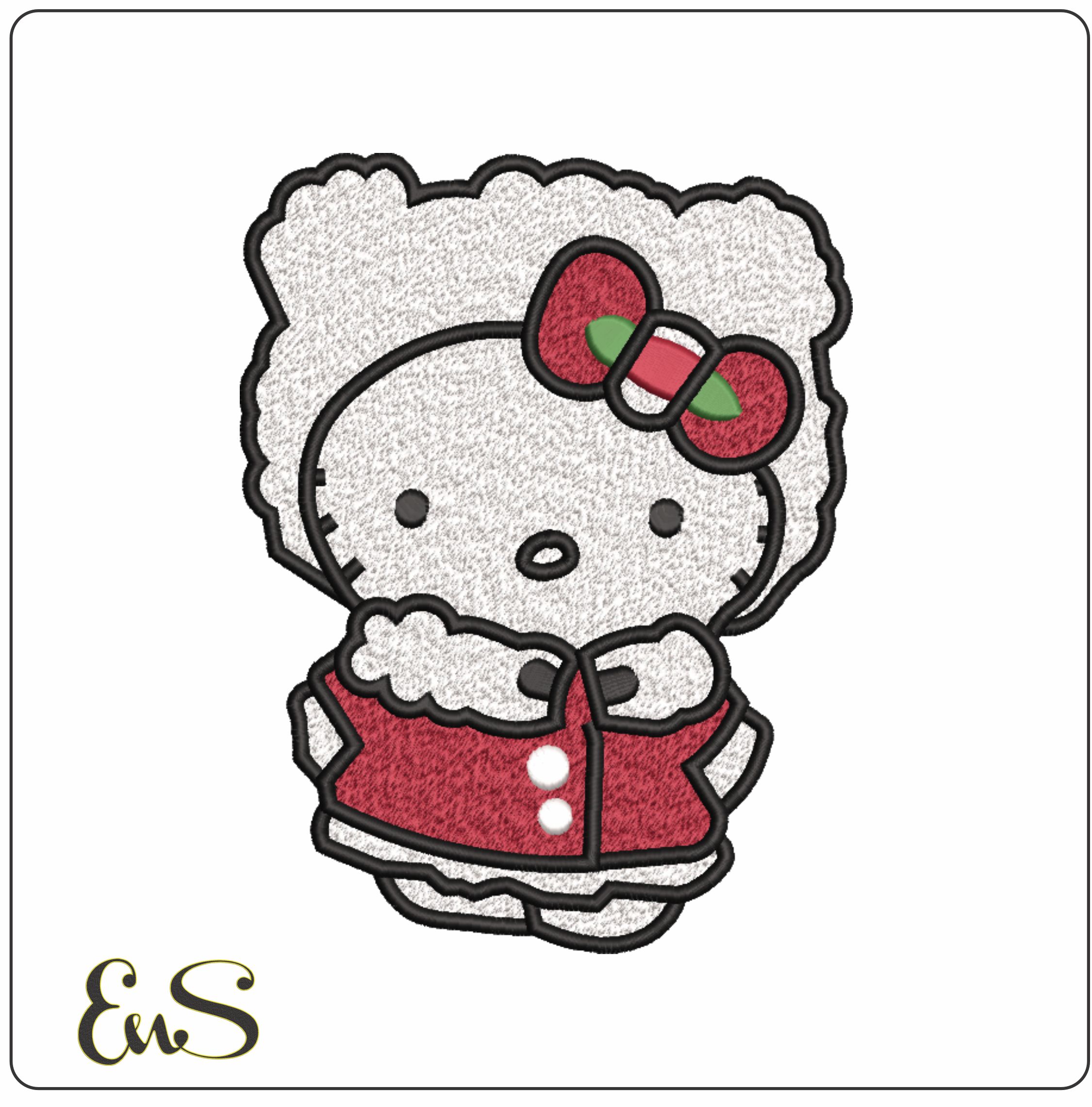 Hello Kitty With Winter Clothes - Nike embroidery design file - instant download