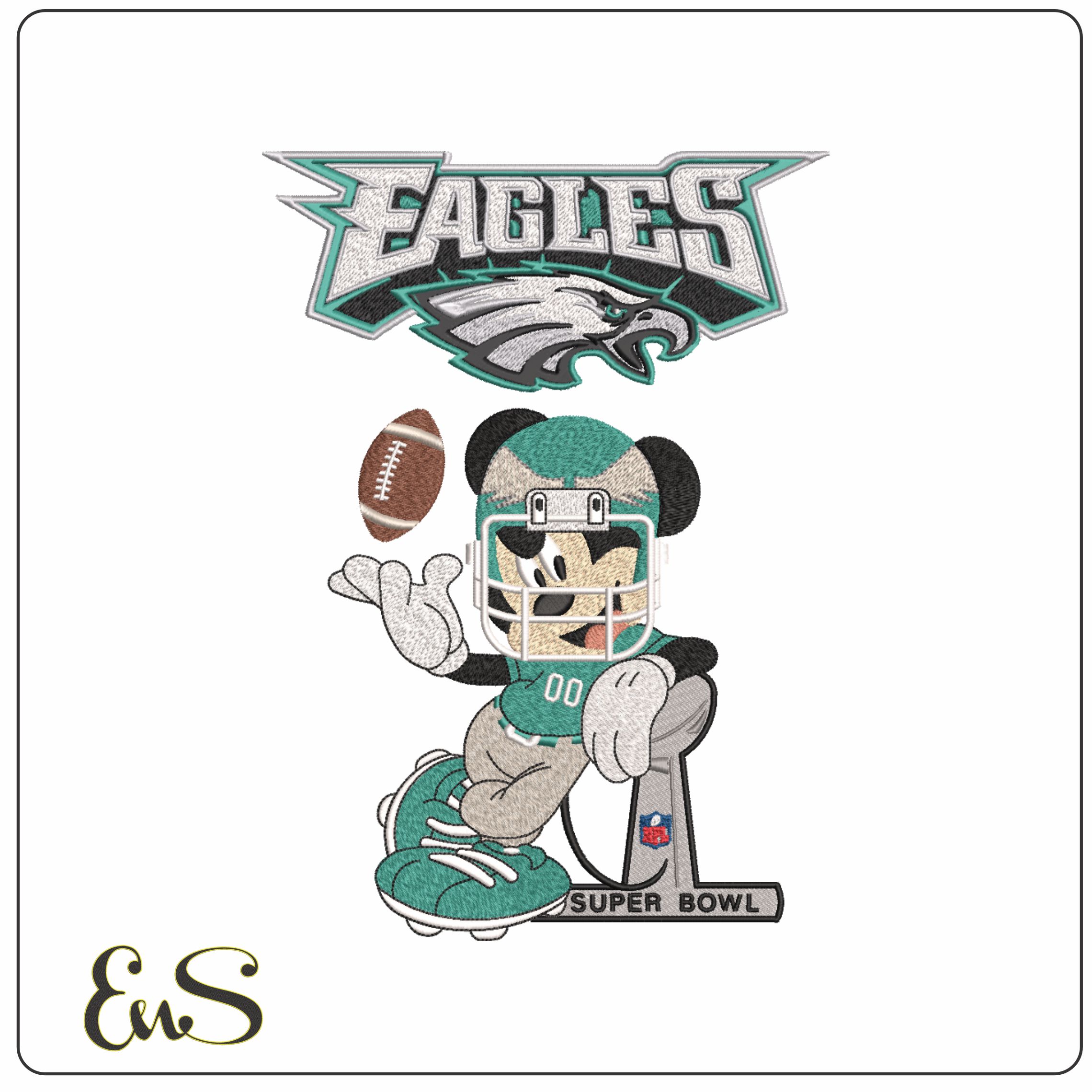Philadelphia Eagles Mickey Mouse Superbowl Trophy - NFL embroidery design file - instant download