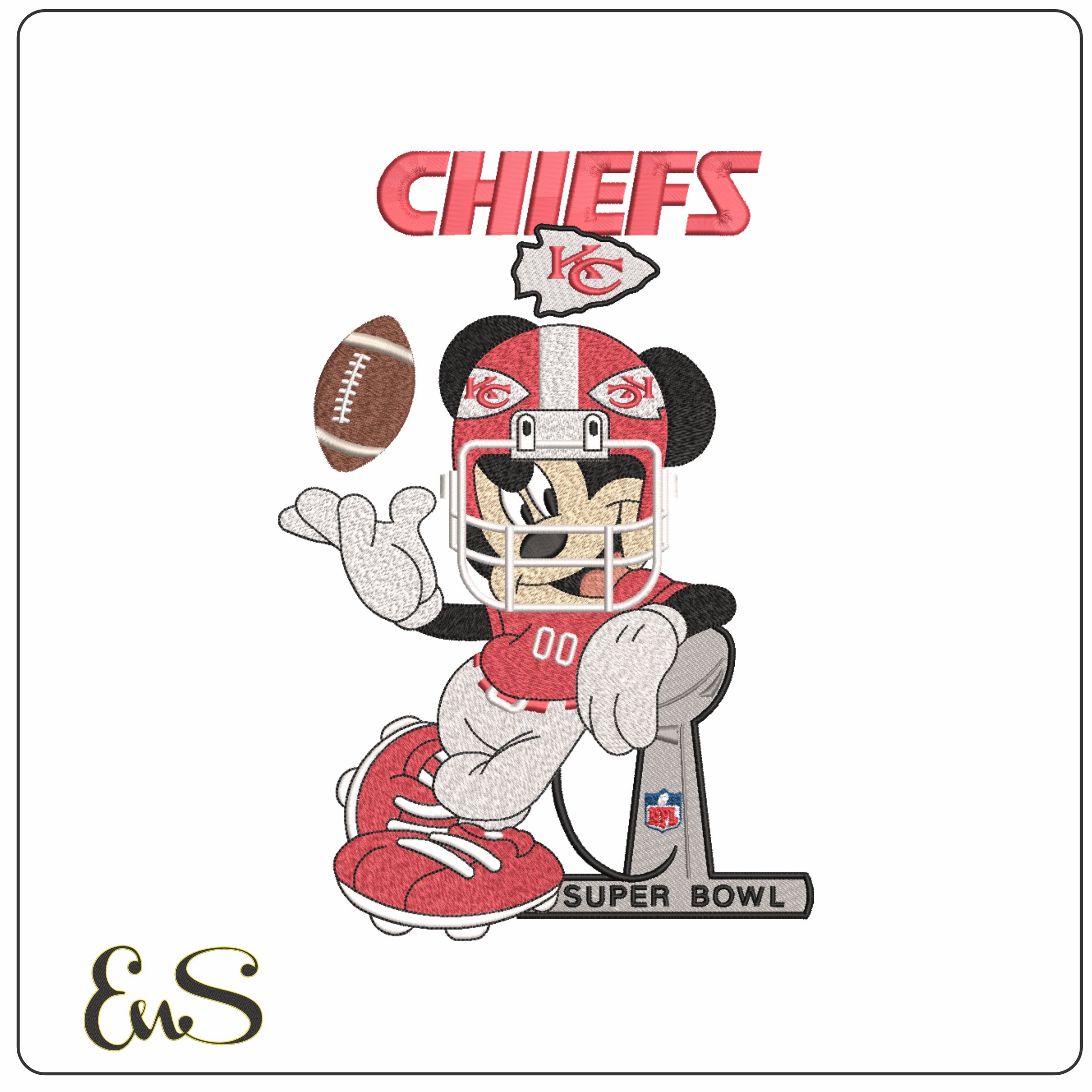 Kansas City Chiefs NFL Superbowl Mickey Mouse -Arrowhead Stadium embroidery machine pattern embroidery file - instant download