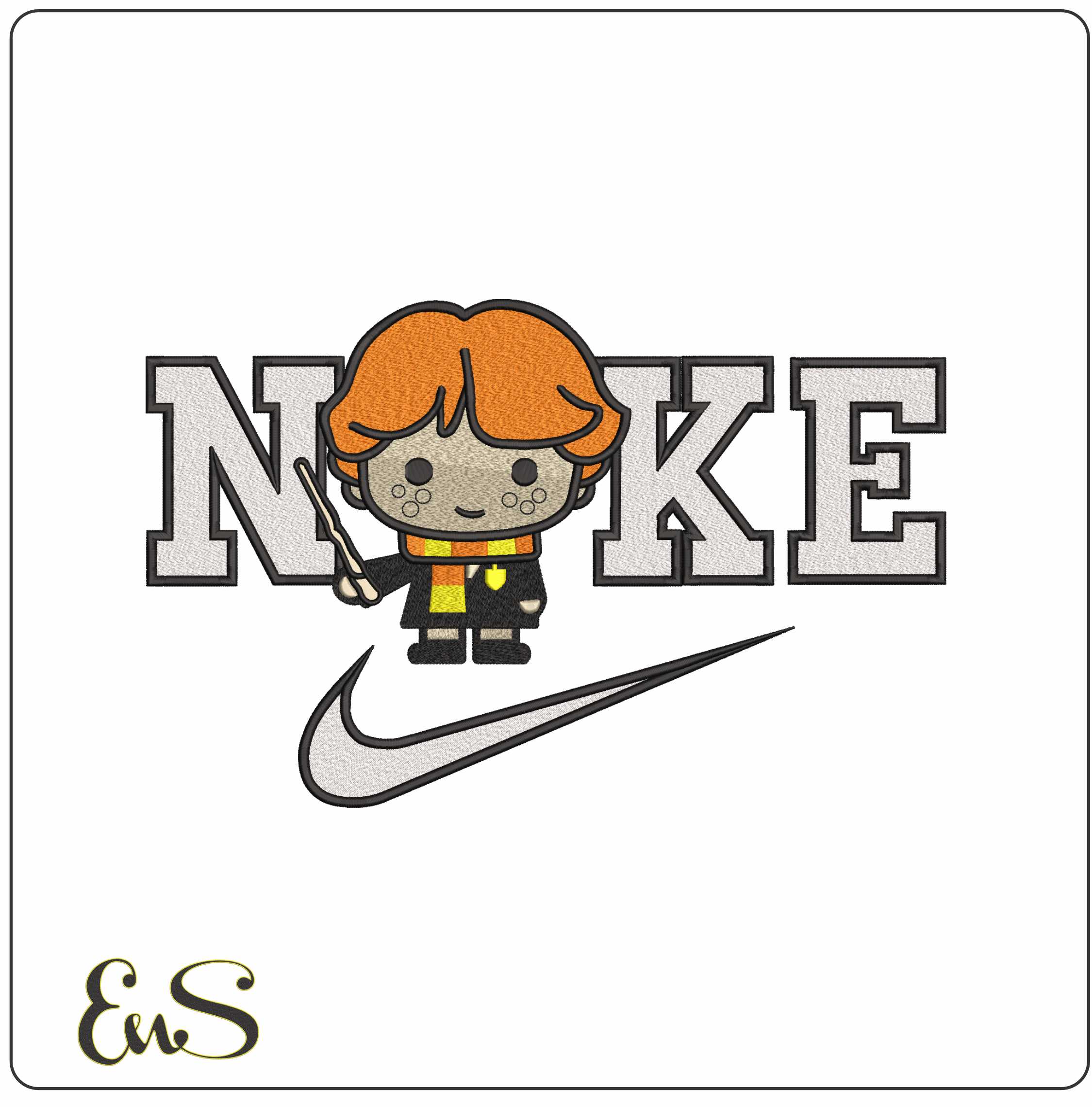 Nike Swoosh Young Ron Weasley - Harry Potter embroidery design file - instant download