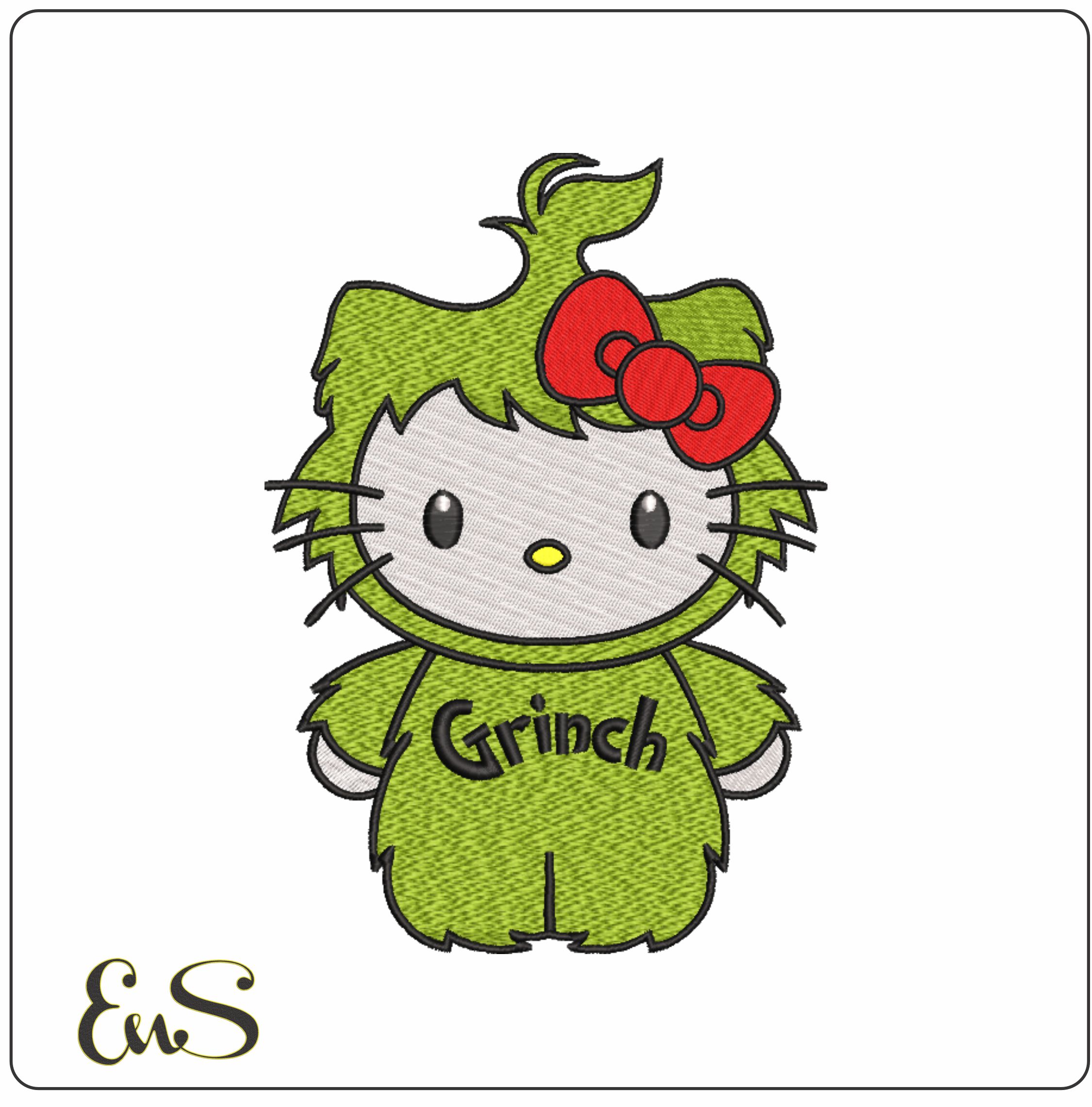 Hello Kitty Grinch - Halloween - Nike embroidery design file - instant download