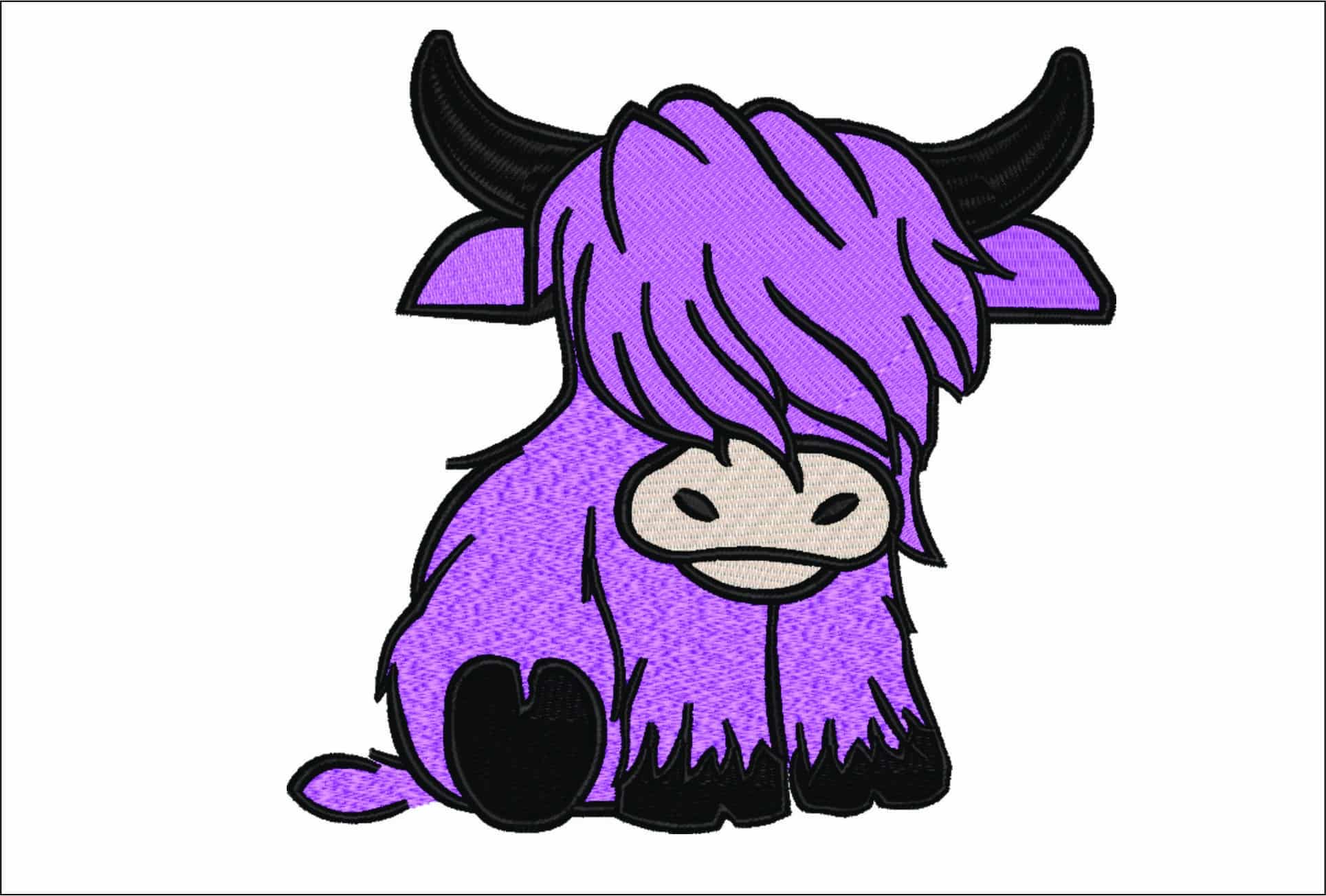 Purple Highland Cow - Nike embroidery design file - instant download in a frame