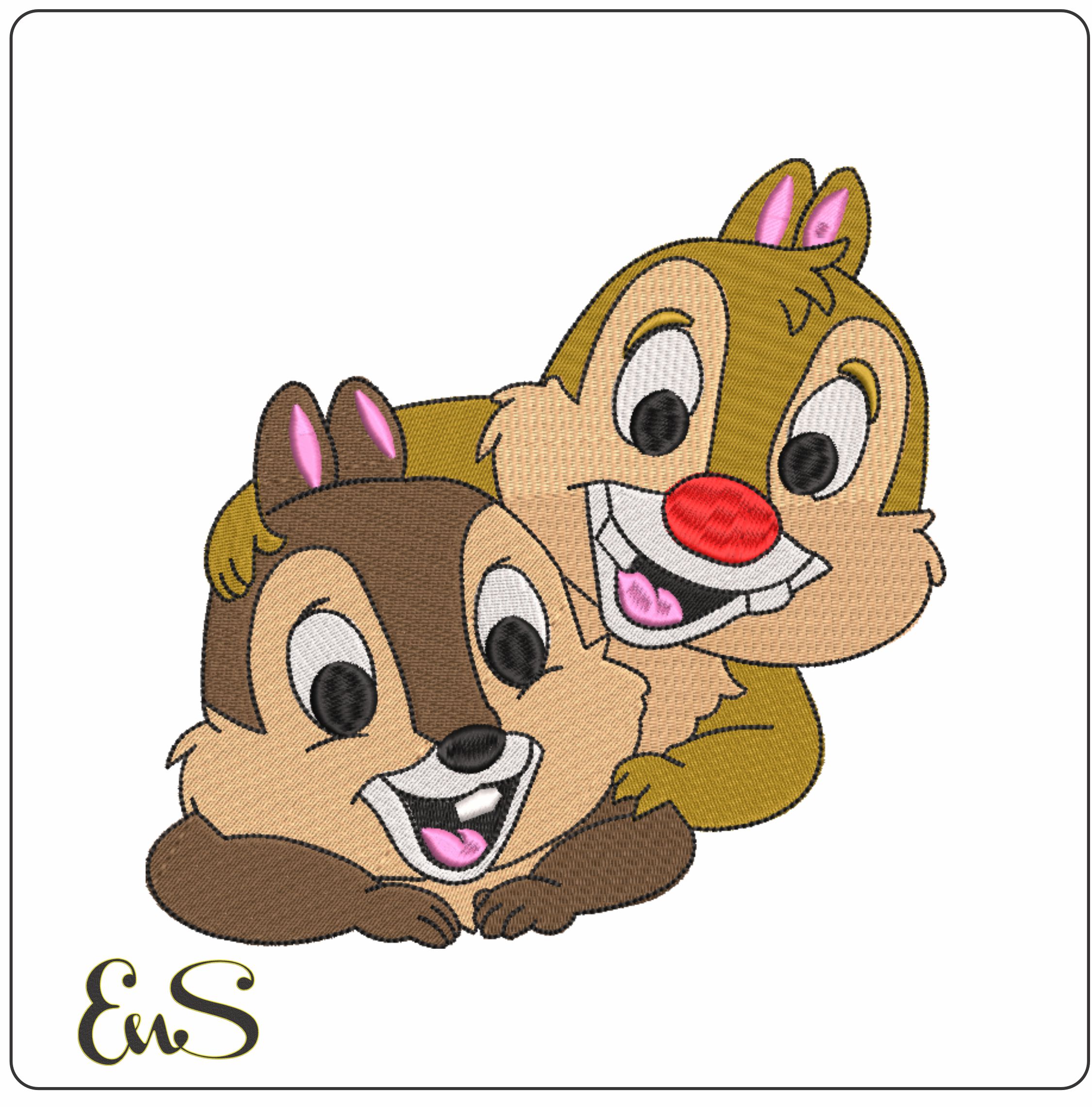 Disney Chipmunks - Chip n Dale - Cartoon embroidery design file - instant download