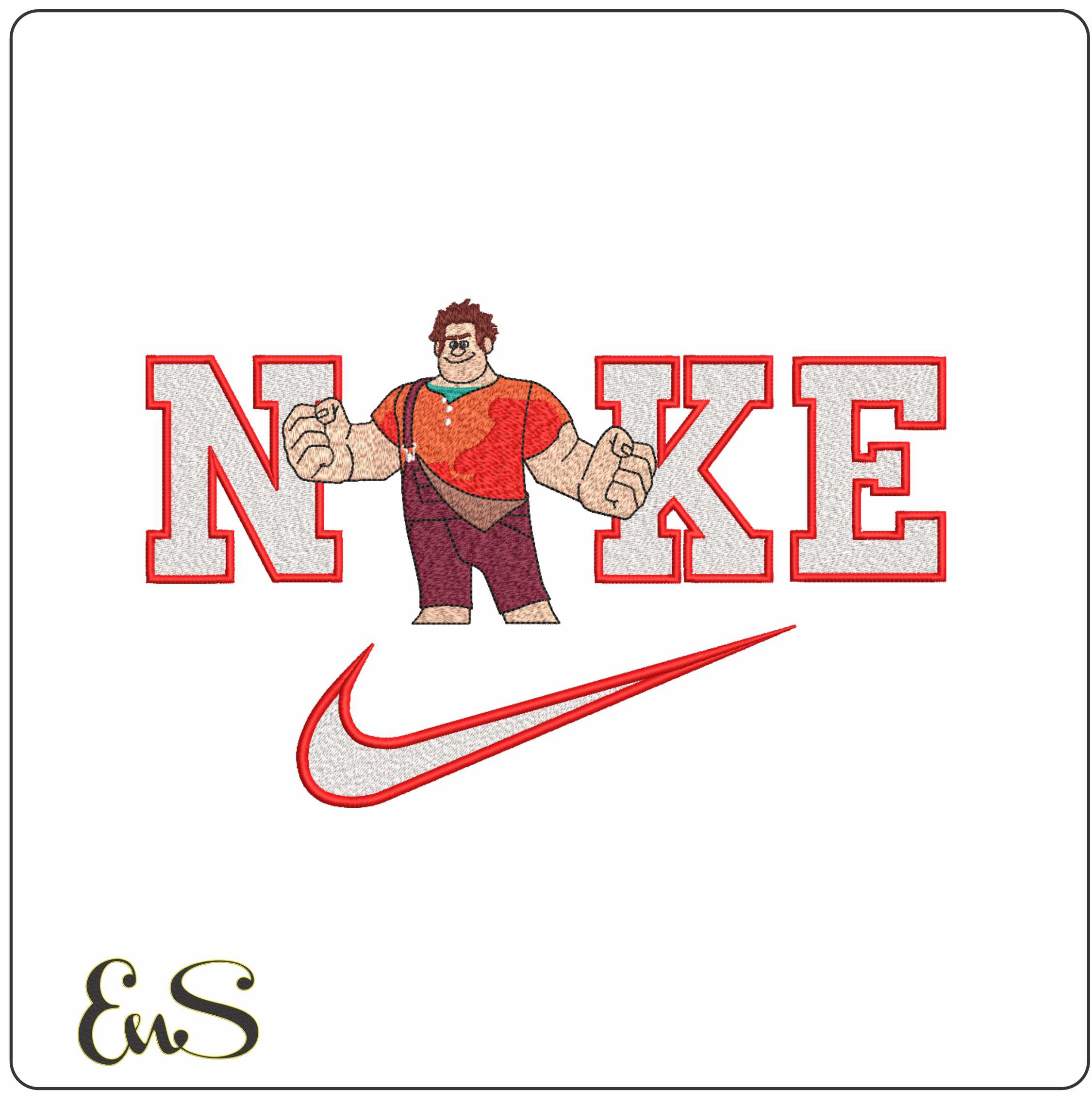 Nike Swoosh Ralph - Pixar Wreck It Ralph - Cartoon embroidery design file - instant download