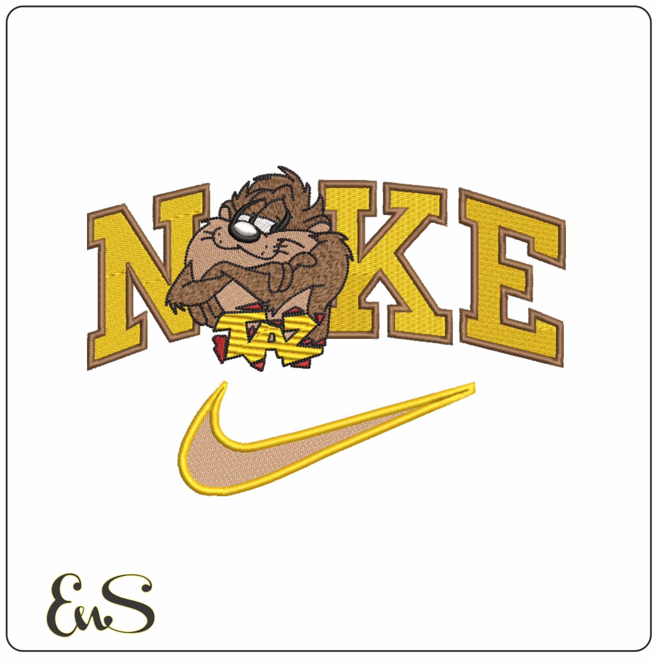 Nike Swoosh Taz - Looney Tunes - Cartoon embroidery design file - instant download