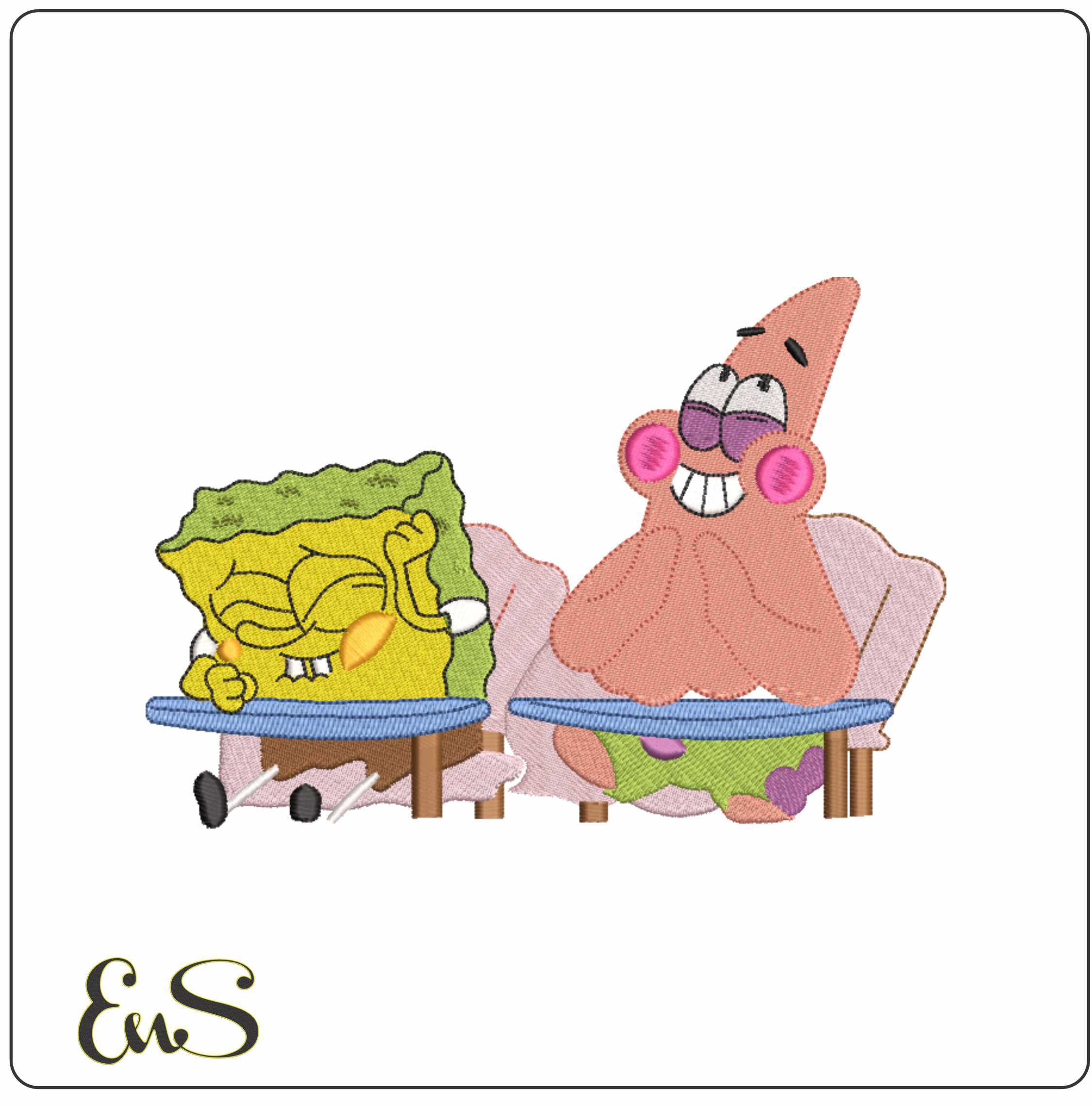 Sponge Bob and Patrick- Nike Sponge Bob embroidery design file - instant download