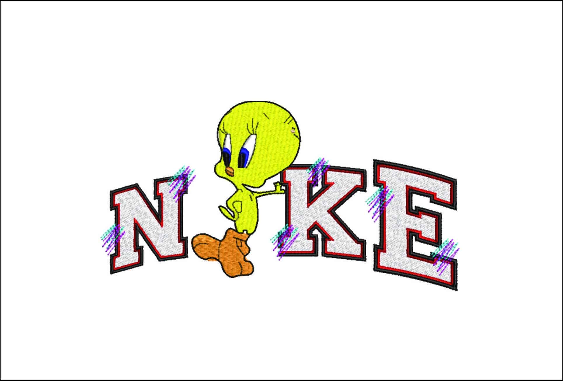 Nike Swoosh Tweety Pie- Nike Looney Tunes embroidery design file - instant download