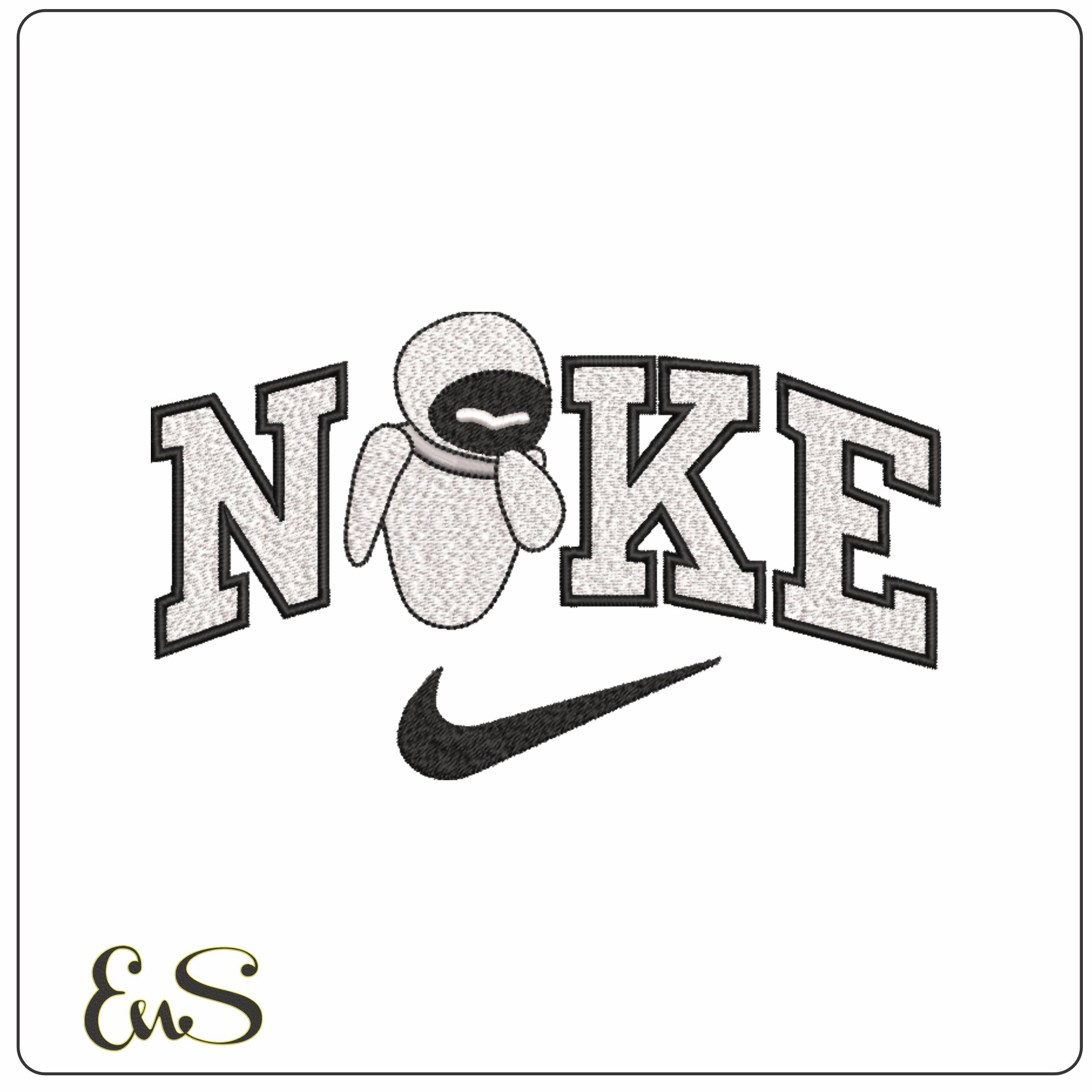 Nike Swoosh Eve Robot - Wall-E - Nike Cartoon embroidery design file - instant download