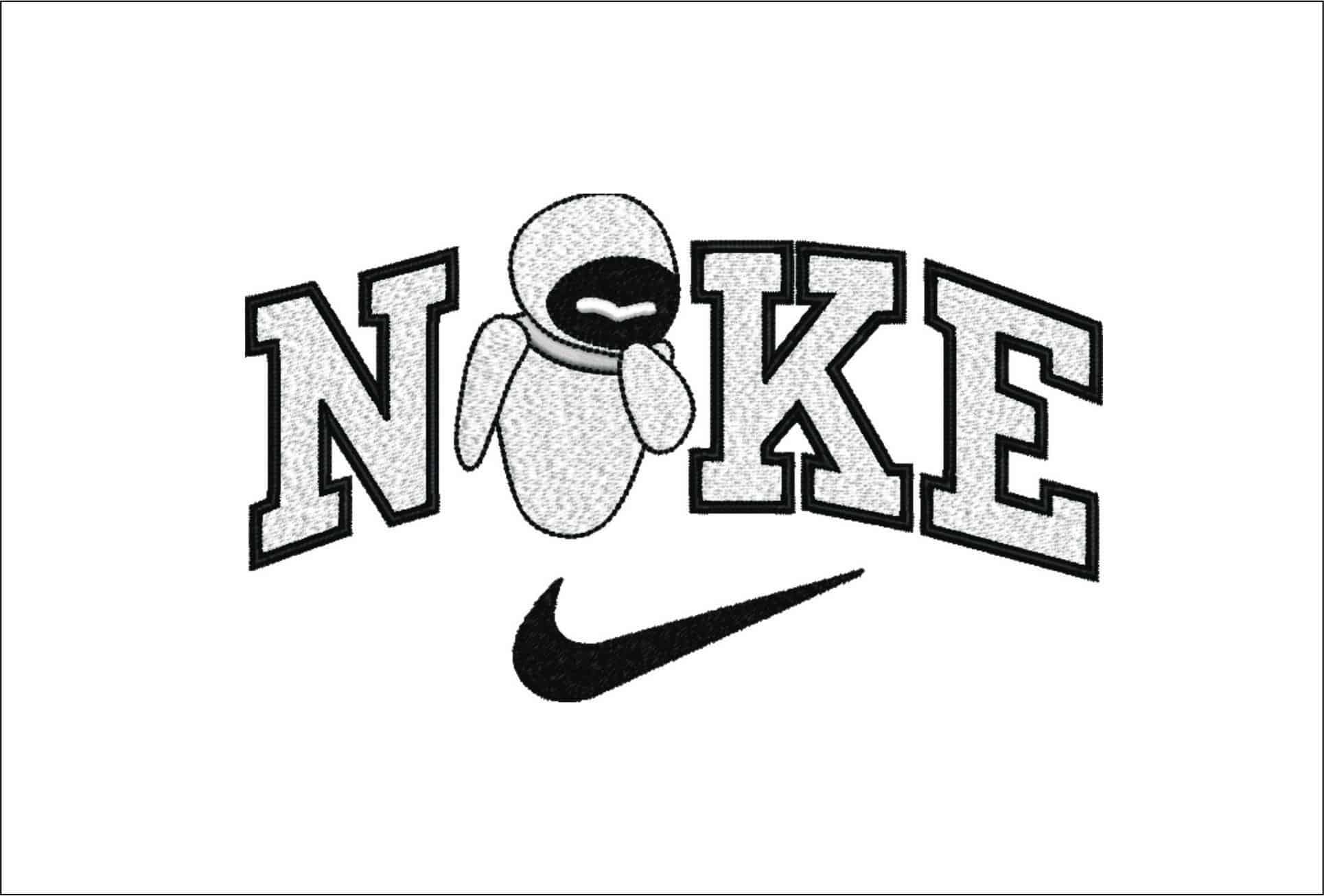 Nike Swoosh Eve Robot - Wall-E - Nike Cartoon embroidery design file - instant download