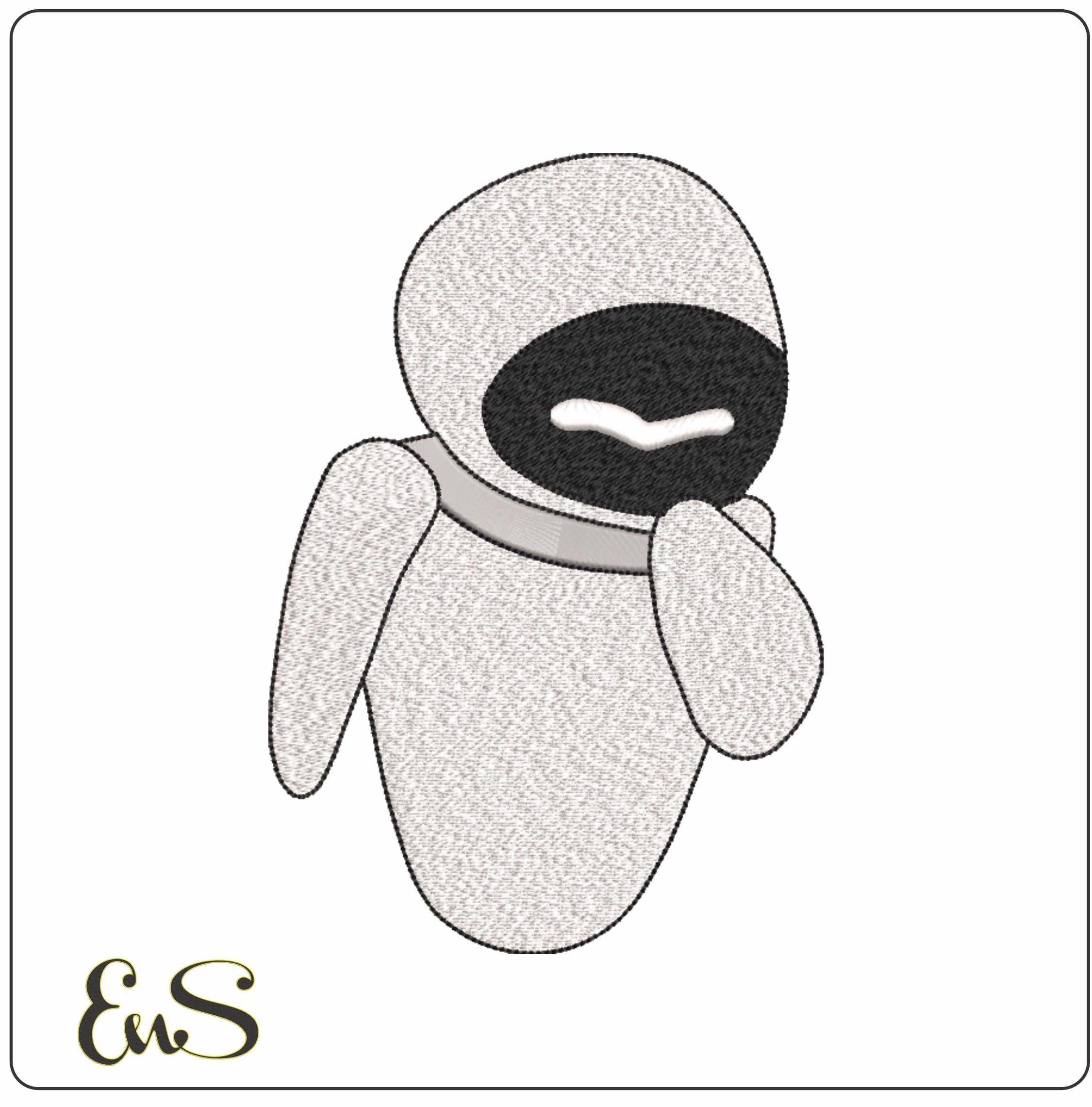 Eve Robot - Wall-E - Nike Cartoon embroidery design file - instant download