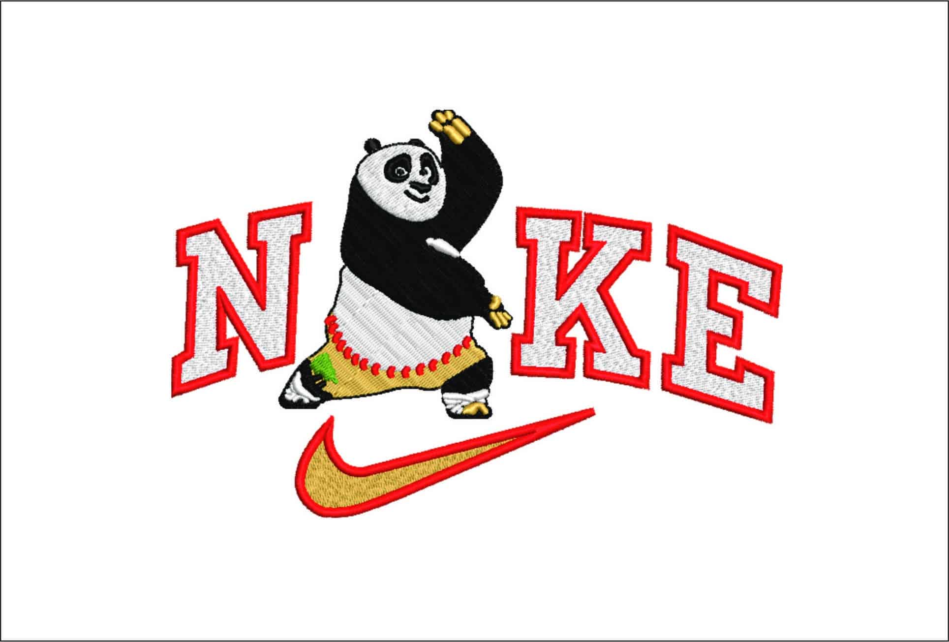 Nike Swoosh Kung fu Panda Pose - Nike Disney Cartoon embroidery design file - instant download