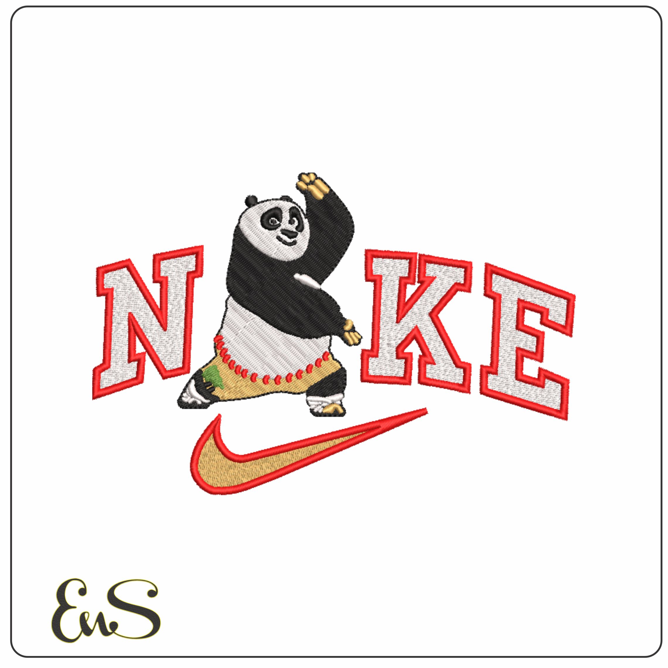Nike Swoosh Kung fu Panda Pose - Nike Disney Cartoon embroidery design file - instant download