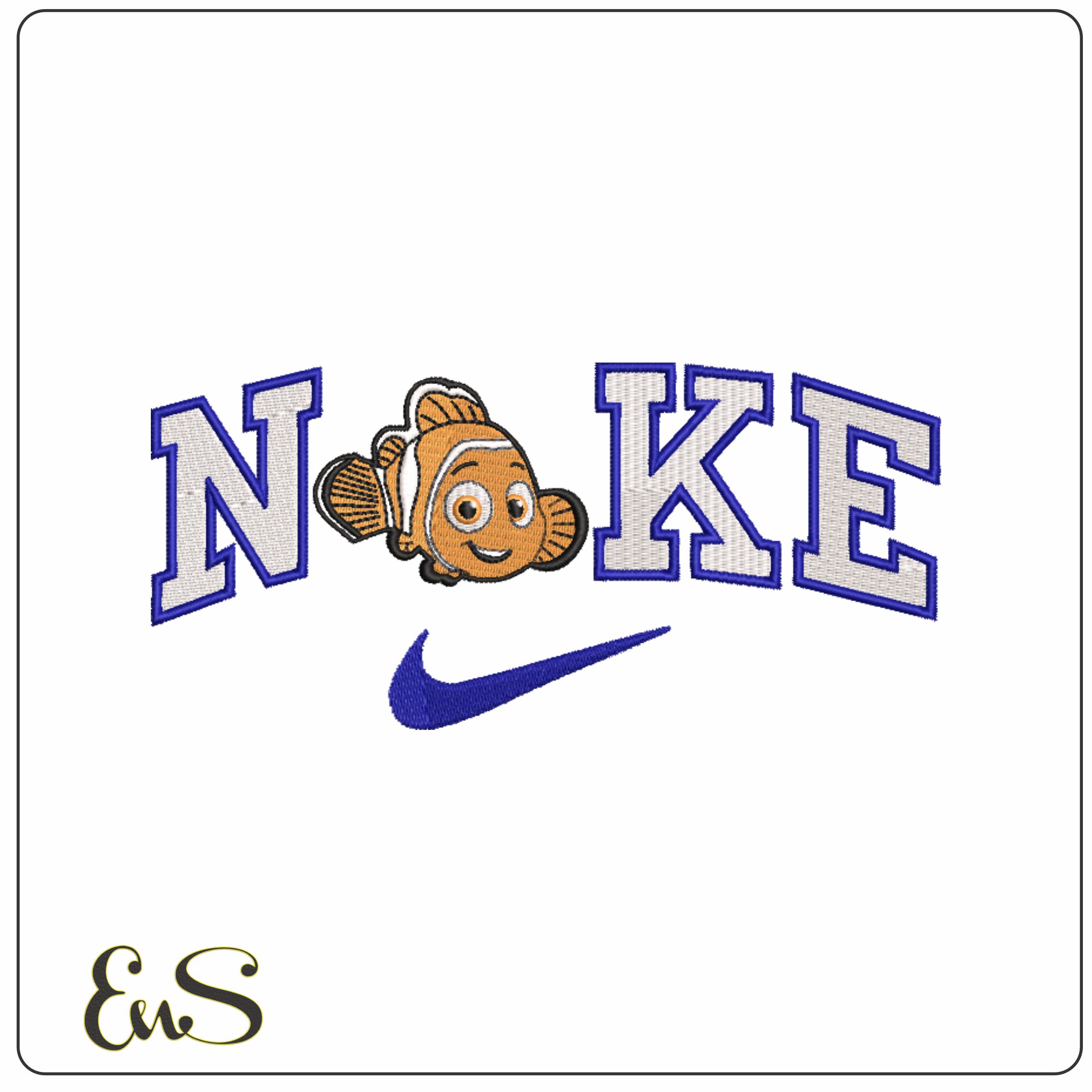 Nike Swoosh Nemo - Finding Nemo - Nike Disney Cartoon embroidery design file - instant download