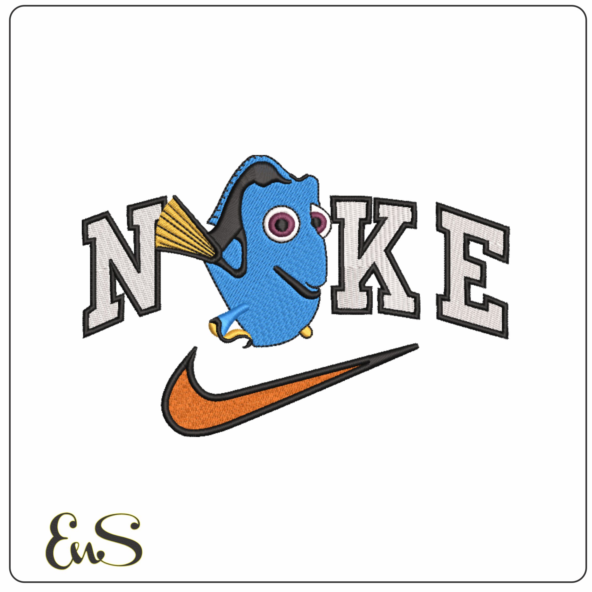 Nike Swoosh Dory - Finding Nemo - Nike Disney Cartoon embroidery design file - instant download