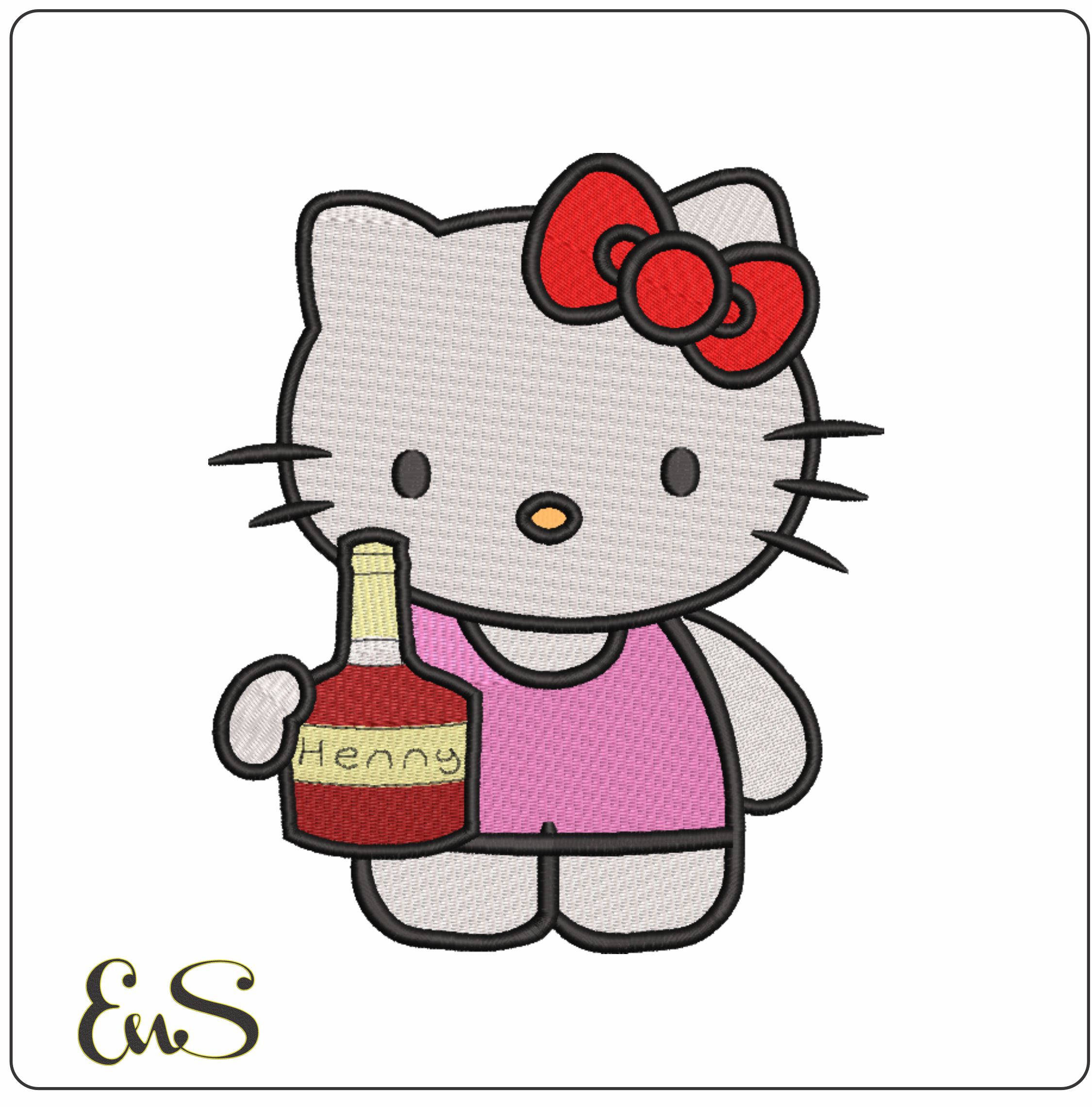 Hello Kitty With Brandy - Halloween embroidery design - embroidery file - instant download