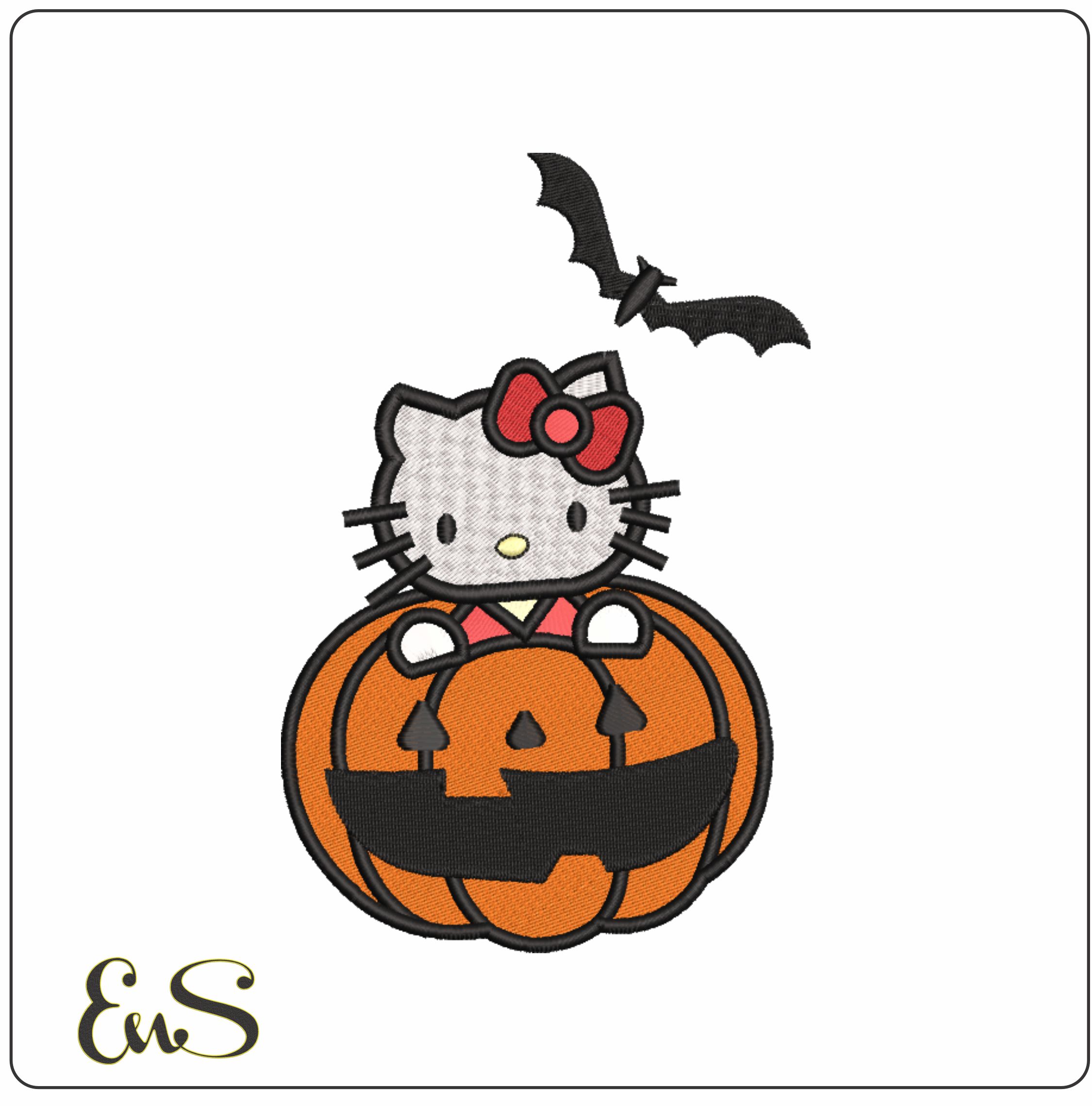 Hello Kitty Pumpkin 2 machine embroidery design