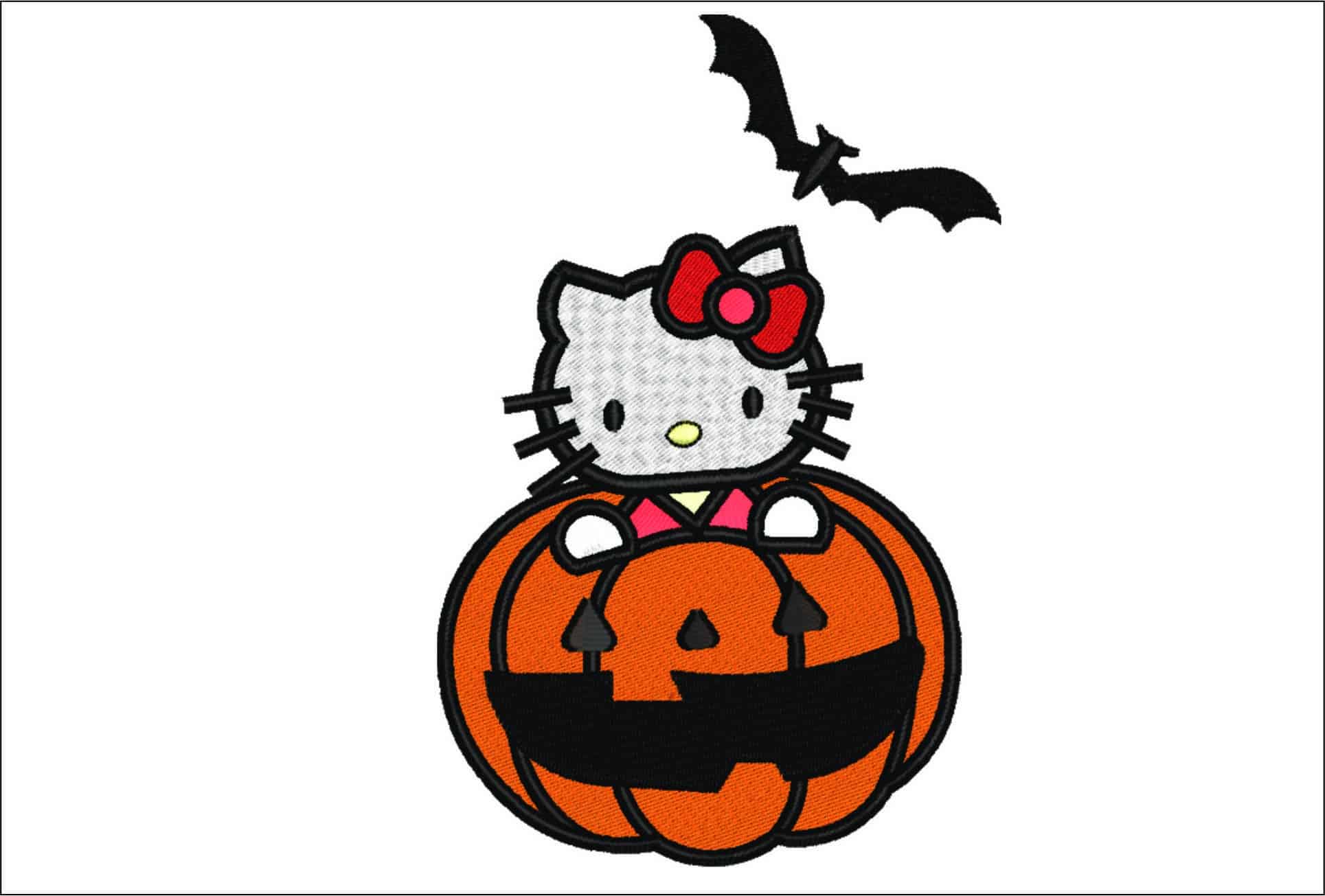 Hello Kitty Pumpkin - Halloween embroidery design - embroidery file - instant download