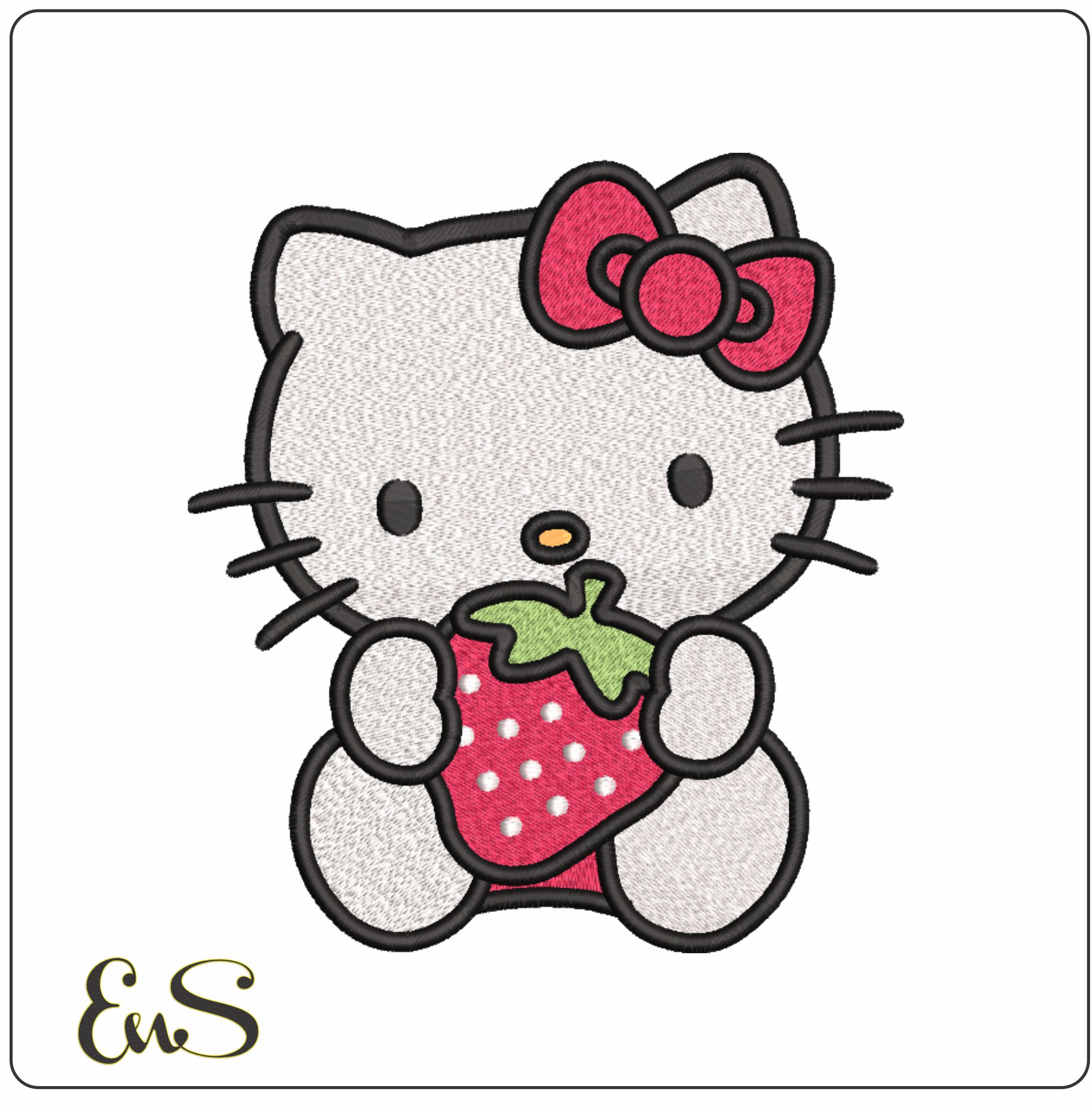 Hello Kitty Strawberry - Halloween embroidery design - embroidery file - instant download