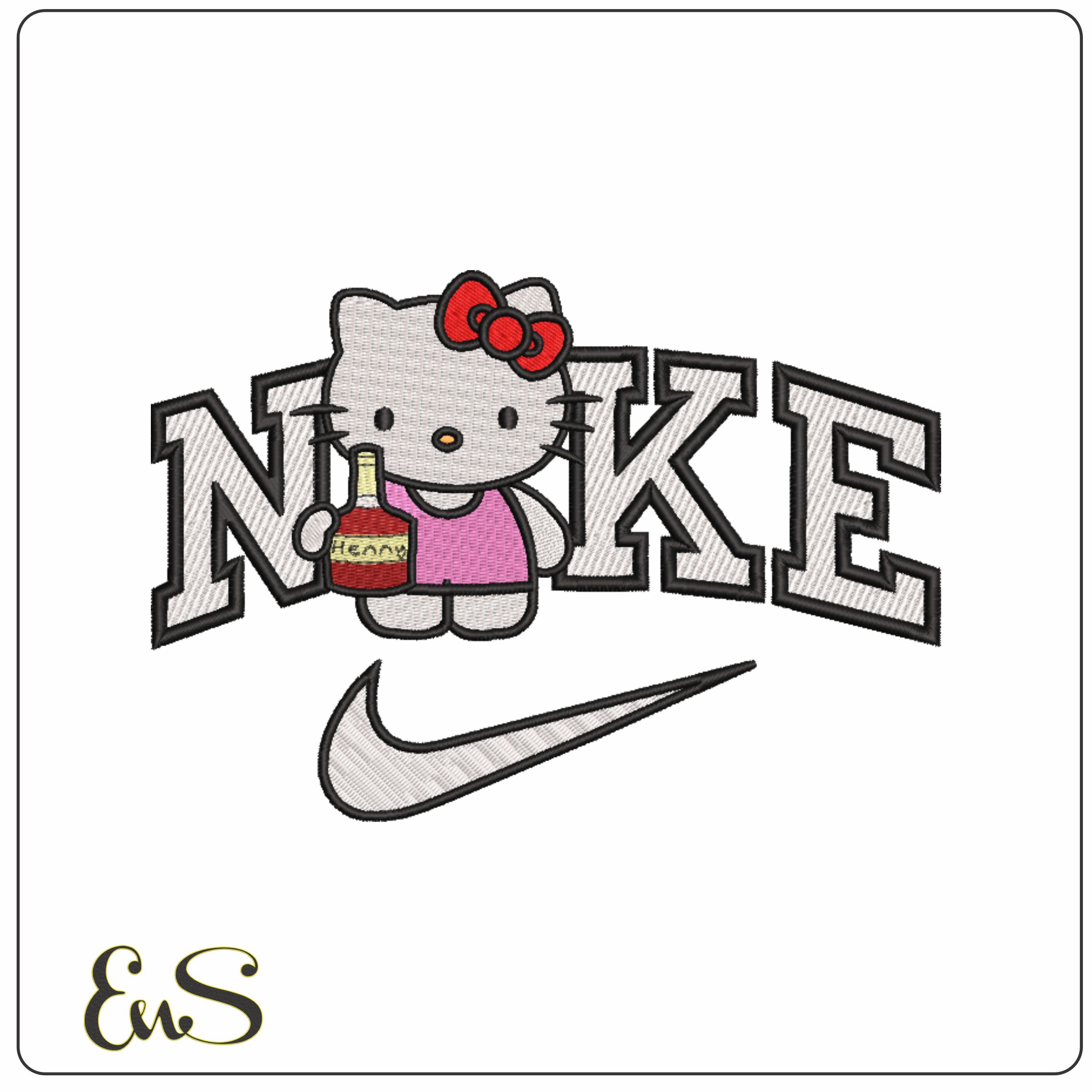Nike Swoosh Hello Kitty With Brandy - Nike embroidery design - embroidery file - instant download