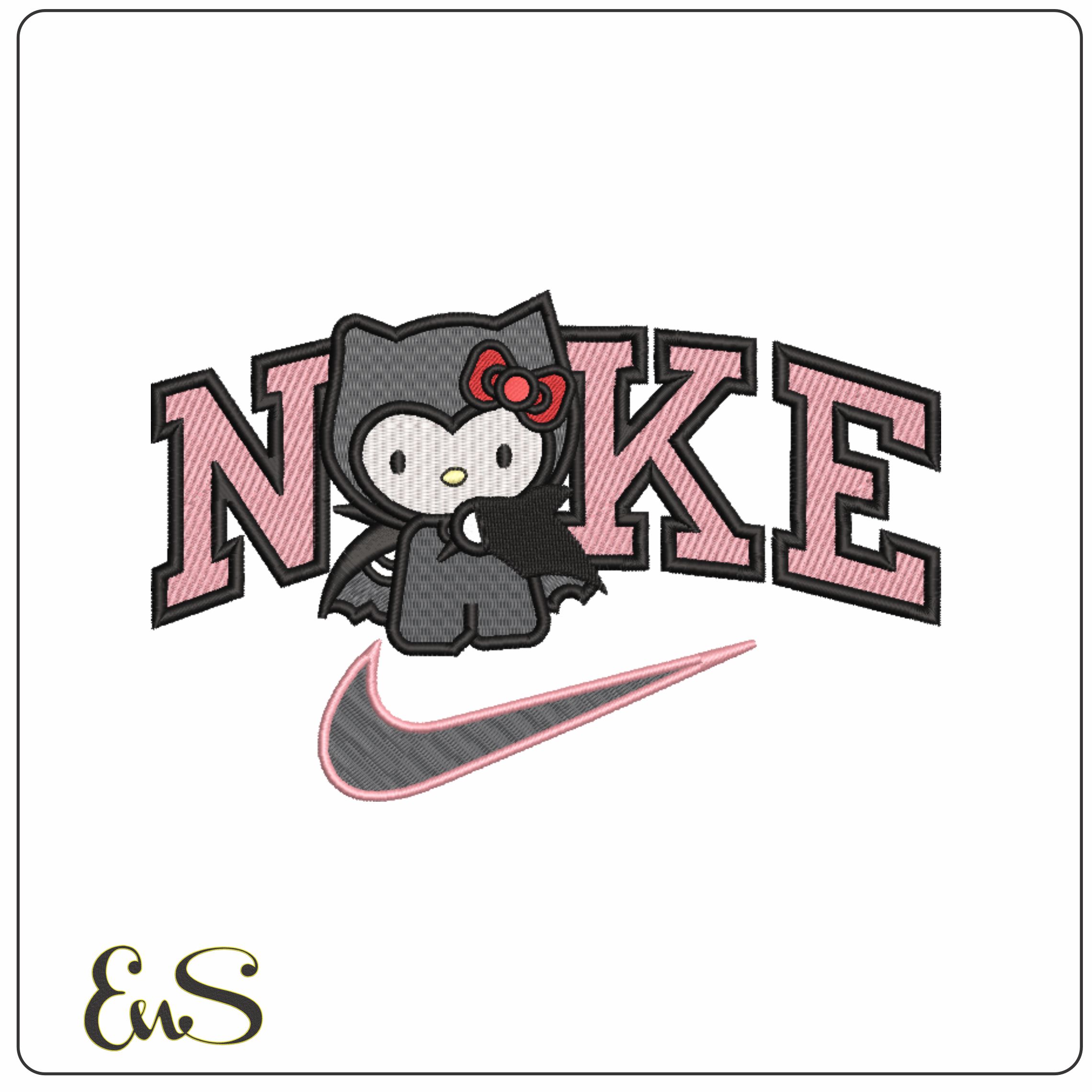 Nike Swoosh Hello Kitty Dracula - Halloween embroidery design - embroidery file - instant download