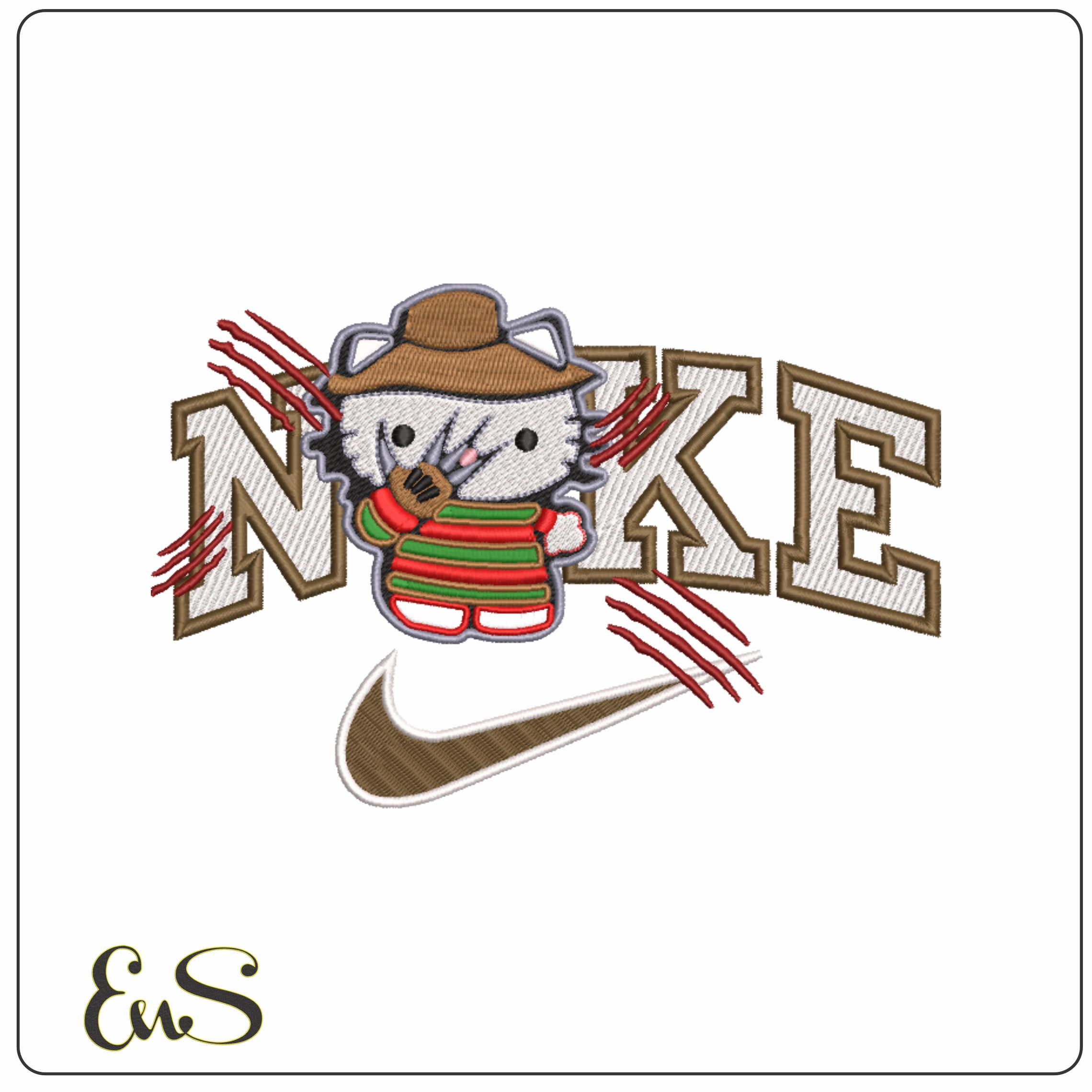 Nike Swoosh Hello Kitty Slasher - Halloween embroidery design - embroidery file - instant download