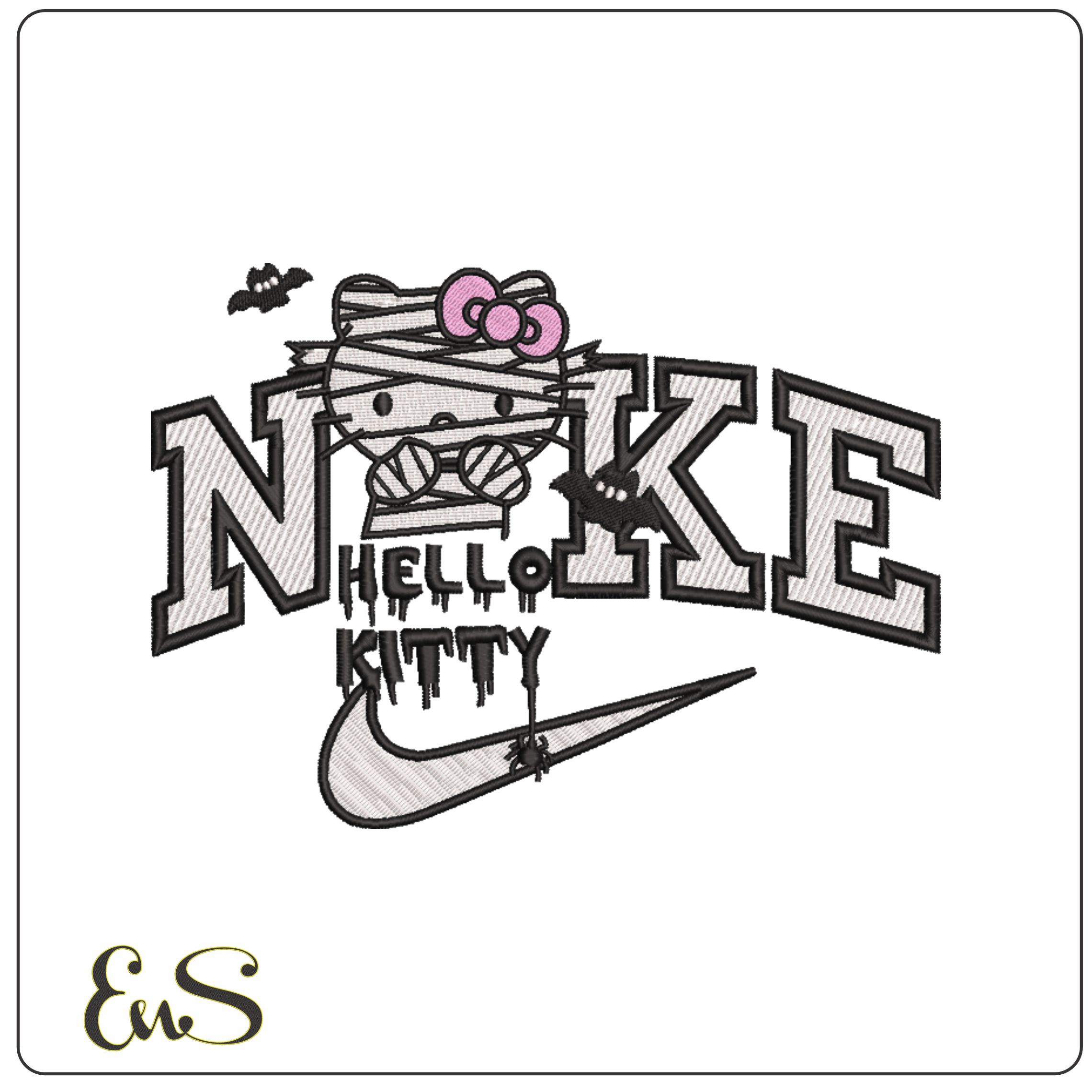 Nike Swoosh Hello Kitty Mummy - Halloween embroidery design - embroidery file - instant download