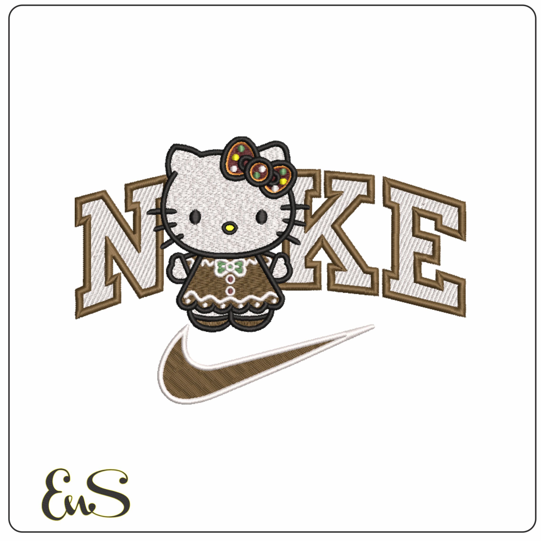 Nike Swoosh Hello Kitty Smock - embroidery design - embroidery file - instant download